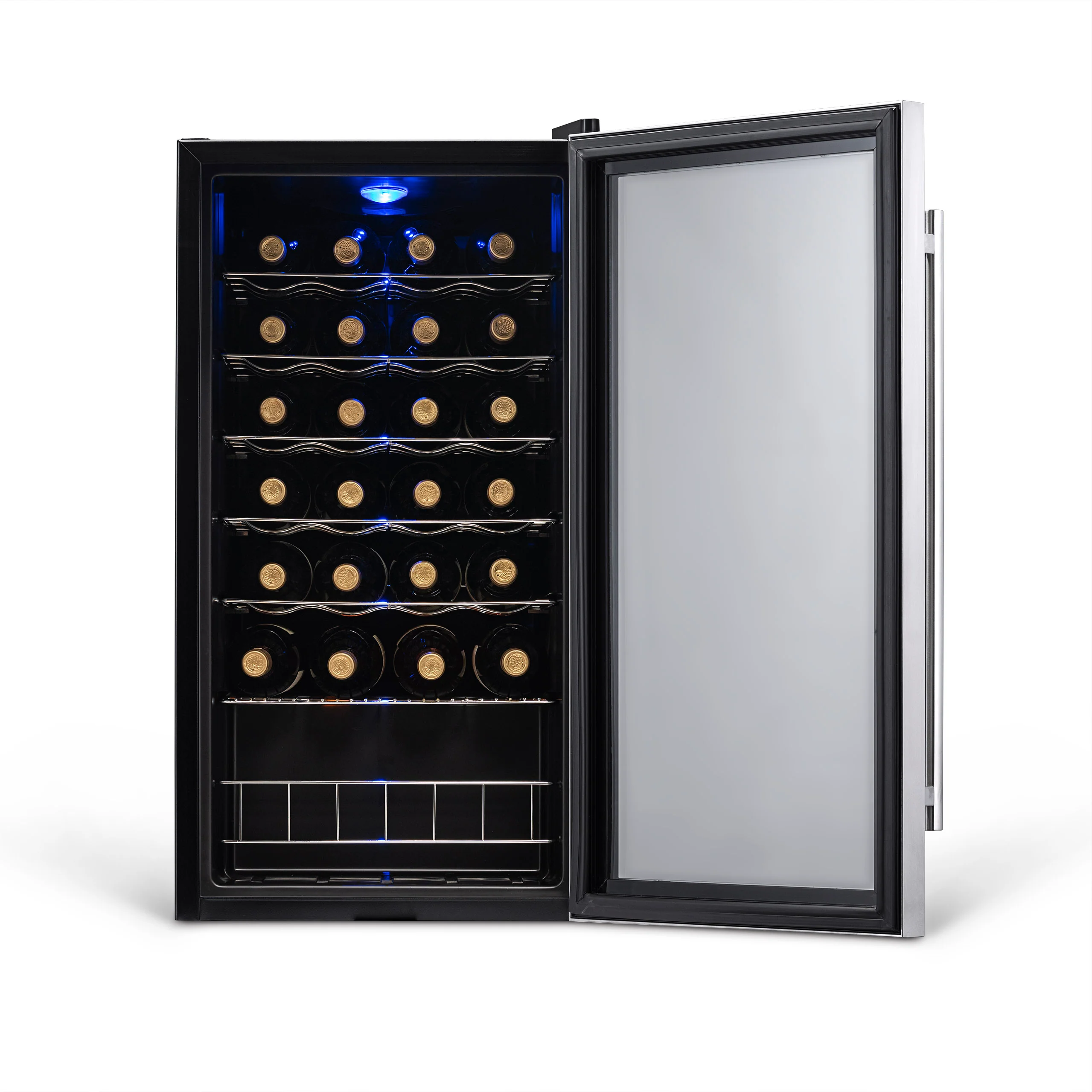 2025 Newair® Refrigerador de Vinos Independiente de Acero Inoxidable – 27 Botellas – 16,9