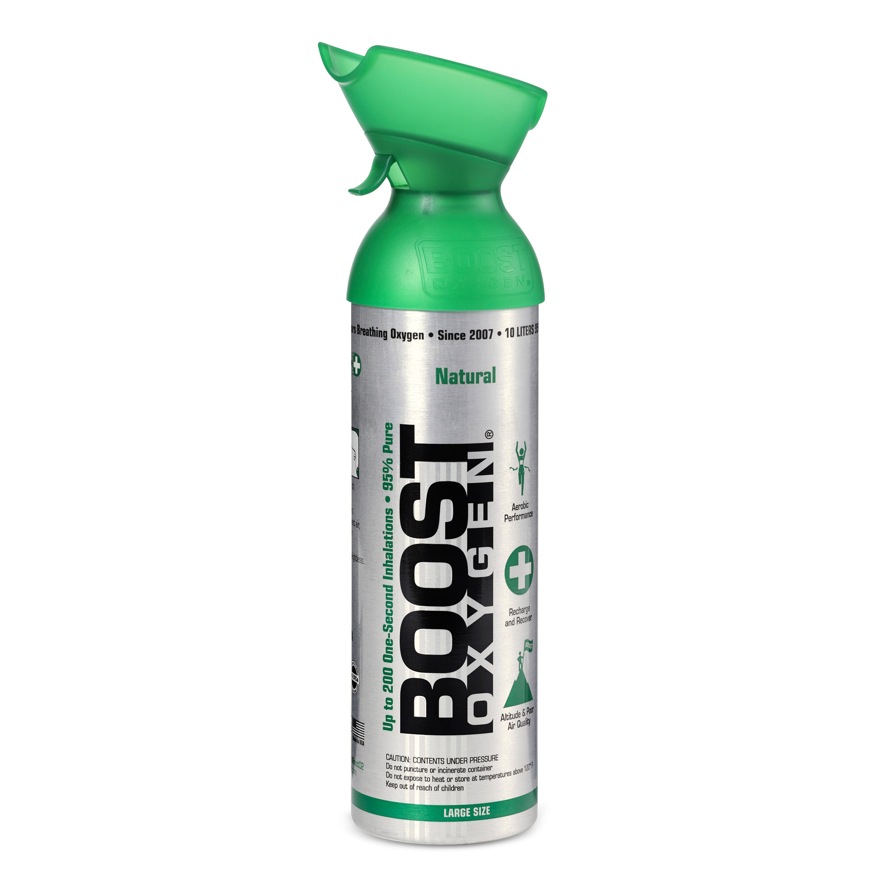 Boost Oxygen Natural Portátil 10 Litros Oxígeno Puro en Botella, Sin Sabor (Paquete de 18)