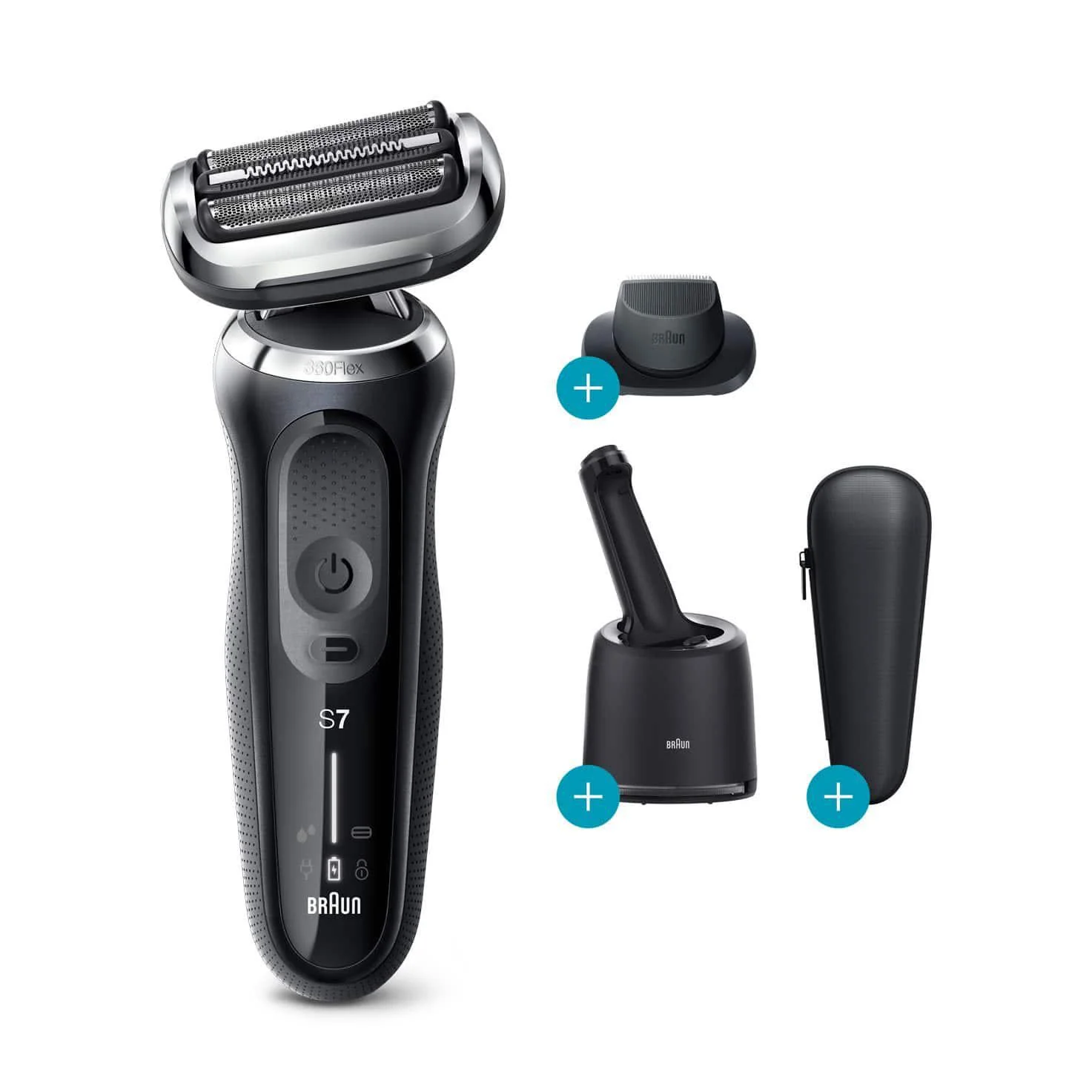 2025 Afeitadora para hombre Braun Series 7 70-N7200cc Afeitado en seco y húmedo con SmartCare Center – Negra