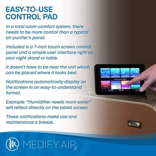 Medify MA-440 Luxury Spa 4 en 1 Purificador de Aire | Humidificador | Tableta Inalámbrica con Paisajes Sonoros | Filtración de Grado Médico H13 para 55 m².