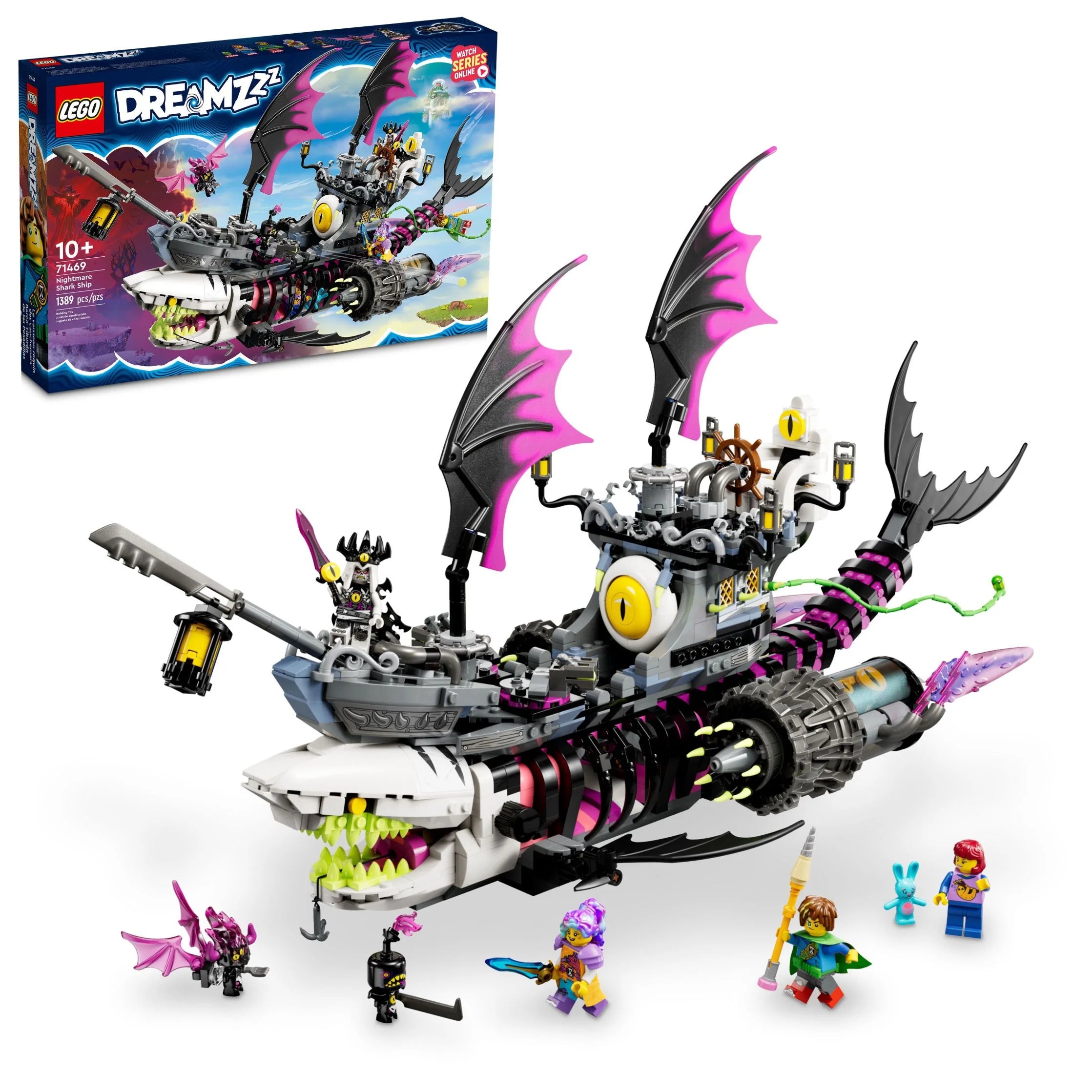 LEGO DREAMZzz Barco Tiburón de Pesadilla 71469, Construye el Set de Juguete como un Barco Pirata Volador o un Camión Monstruo, Incluye 4 Minifiguras, Juguete de Tiburón, Regalo para Niños y Preadolescentes de 10 Años en Adelante