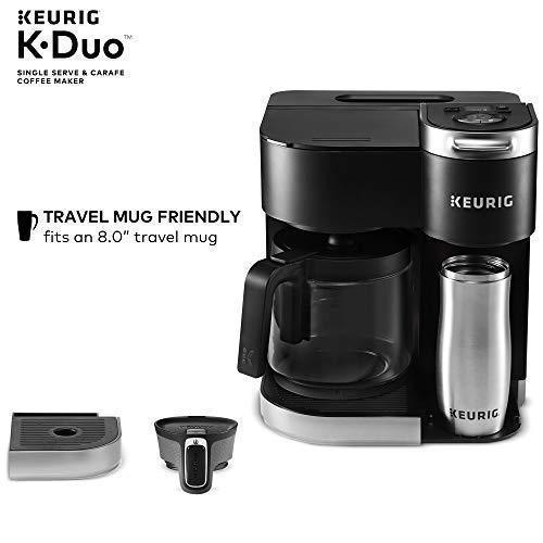 Cafetera Keurig K-Duo, de Una Taza y 12 Tazas con Cafetera de Goteo, Compatible con Cápsulas K-Cup y Café Molido, Negro