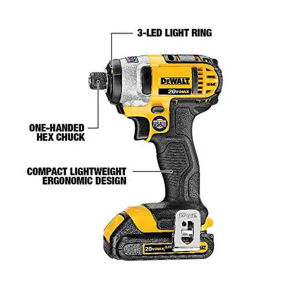 2025 DEWALT DCK240C2 Kit Combinado 20V MAX Taladro y Atornillador de Impacto Inalámbricos con (2) Baterías de 1,3 Ah, Cargador y Bolsa