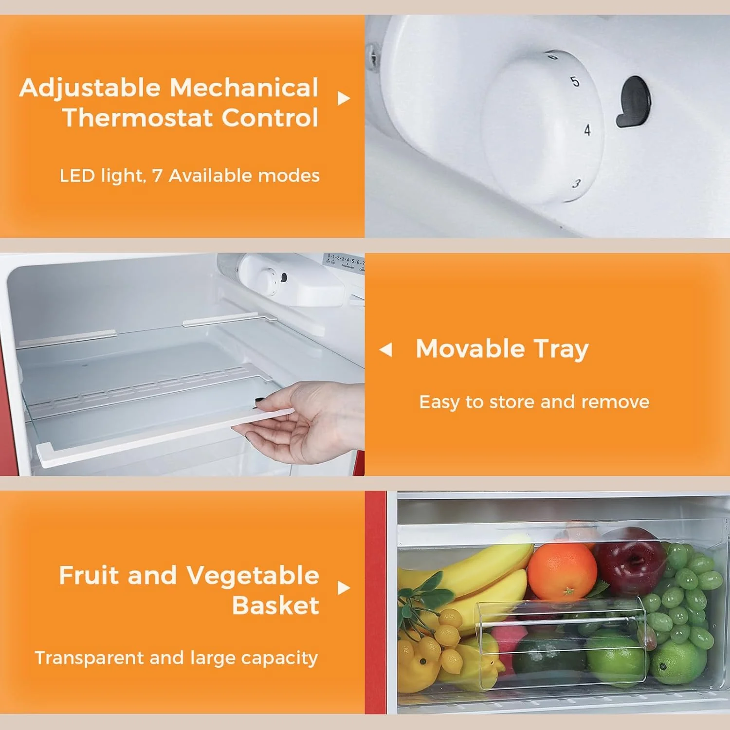 2025 Refrigerador compacto Antarctic Star con congelador separado, mini nevera de doble puerta, estantes ajustables y desmontables, estilo retro de acero inoxidable, para sala/cocina/dormitorio/oficina, 3,2 pies³, verde