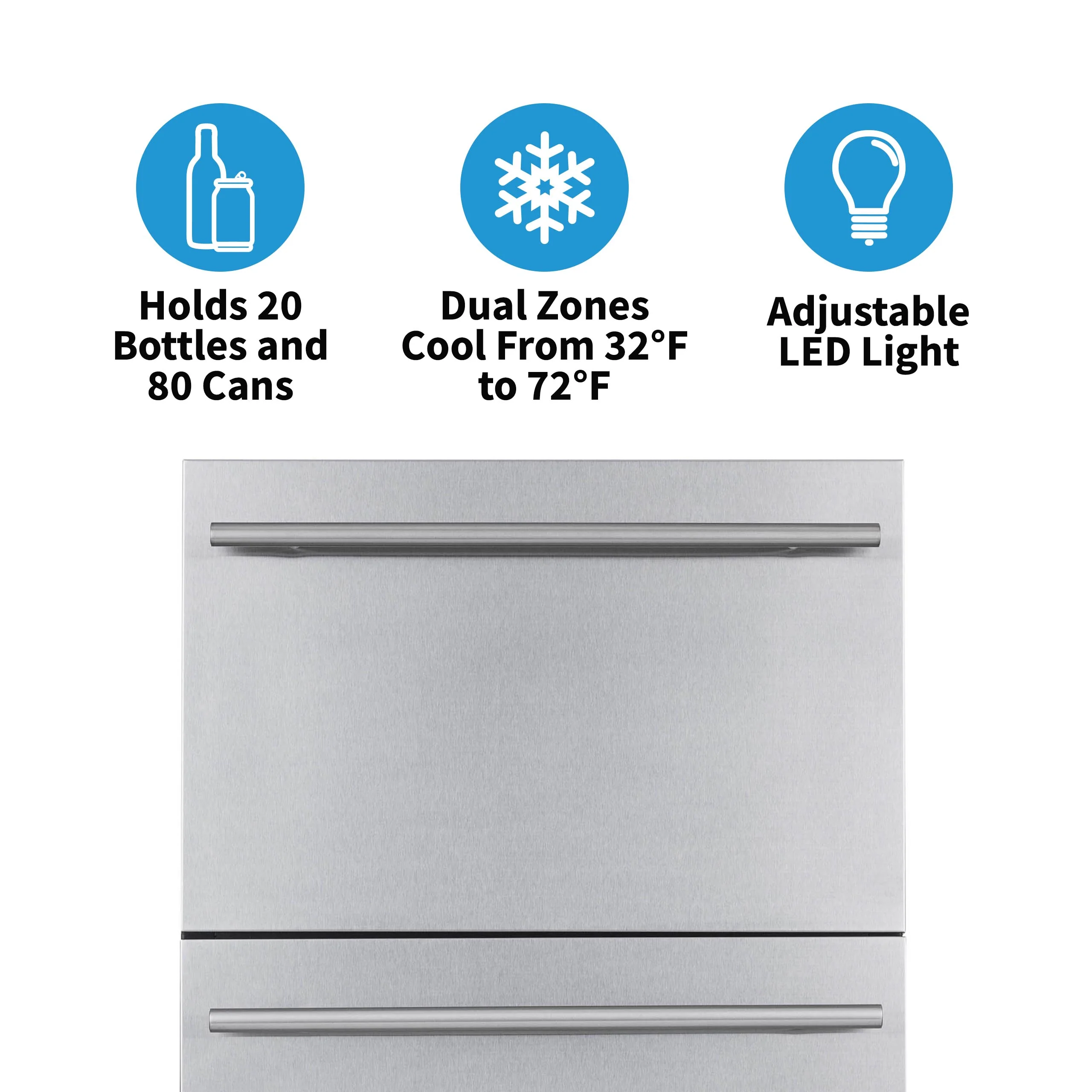 2025 Newair® Refrigerador de Bebidas Empotrable para Interior/Exterior - 80 Latas, 20 Botellas - 24”