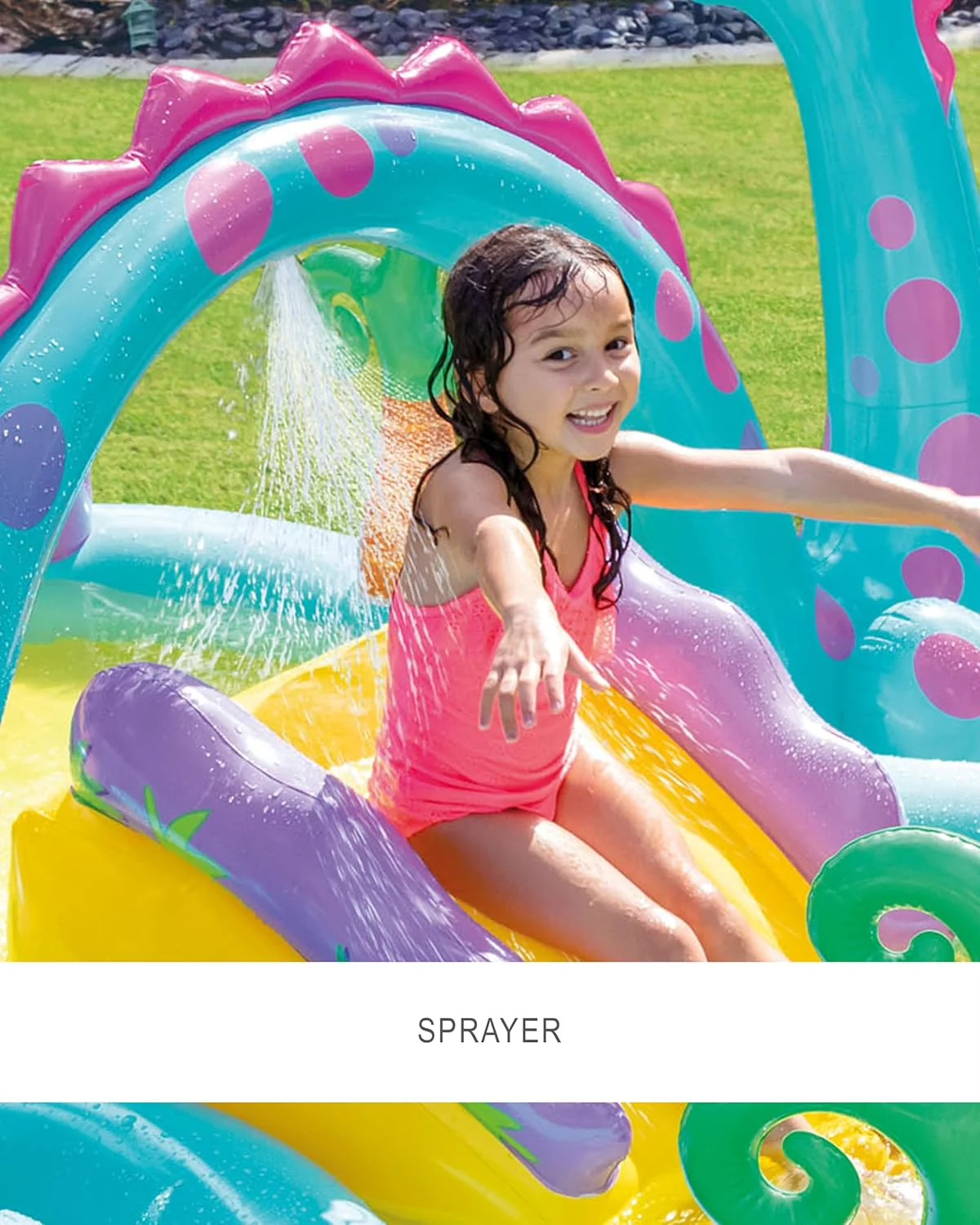 Intex Área de Juego Inflable Jungle Adventure – Piscina con Tobogán y Juegos de Agua para Niños