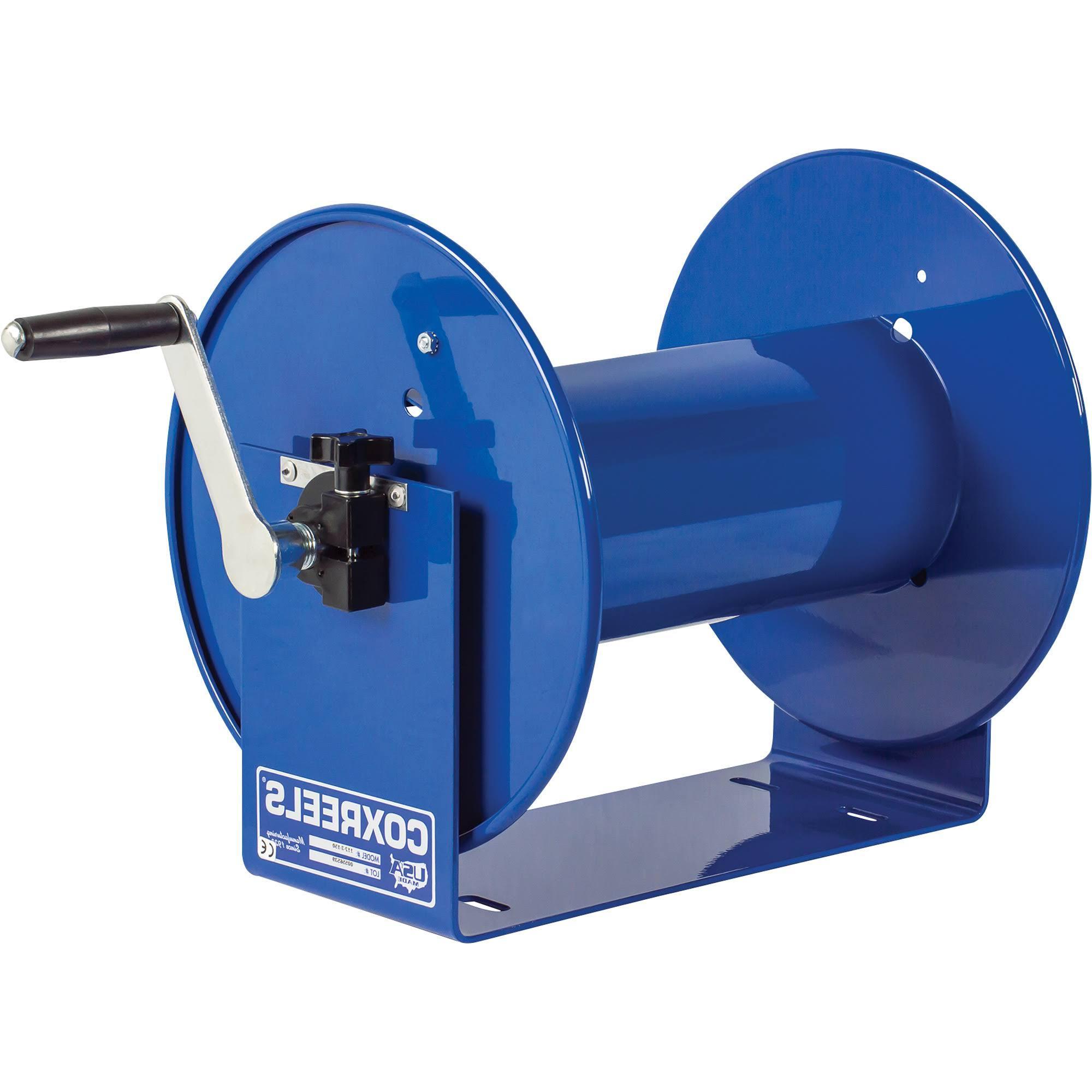 Carrete para manguera de lavadora a presión de acero 228550 – 4000 PSI – Capacidad de 150 pies x 0.375 pulgadas