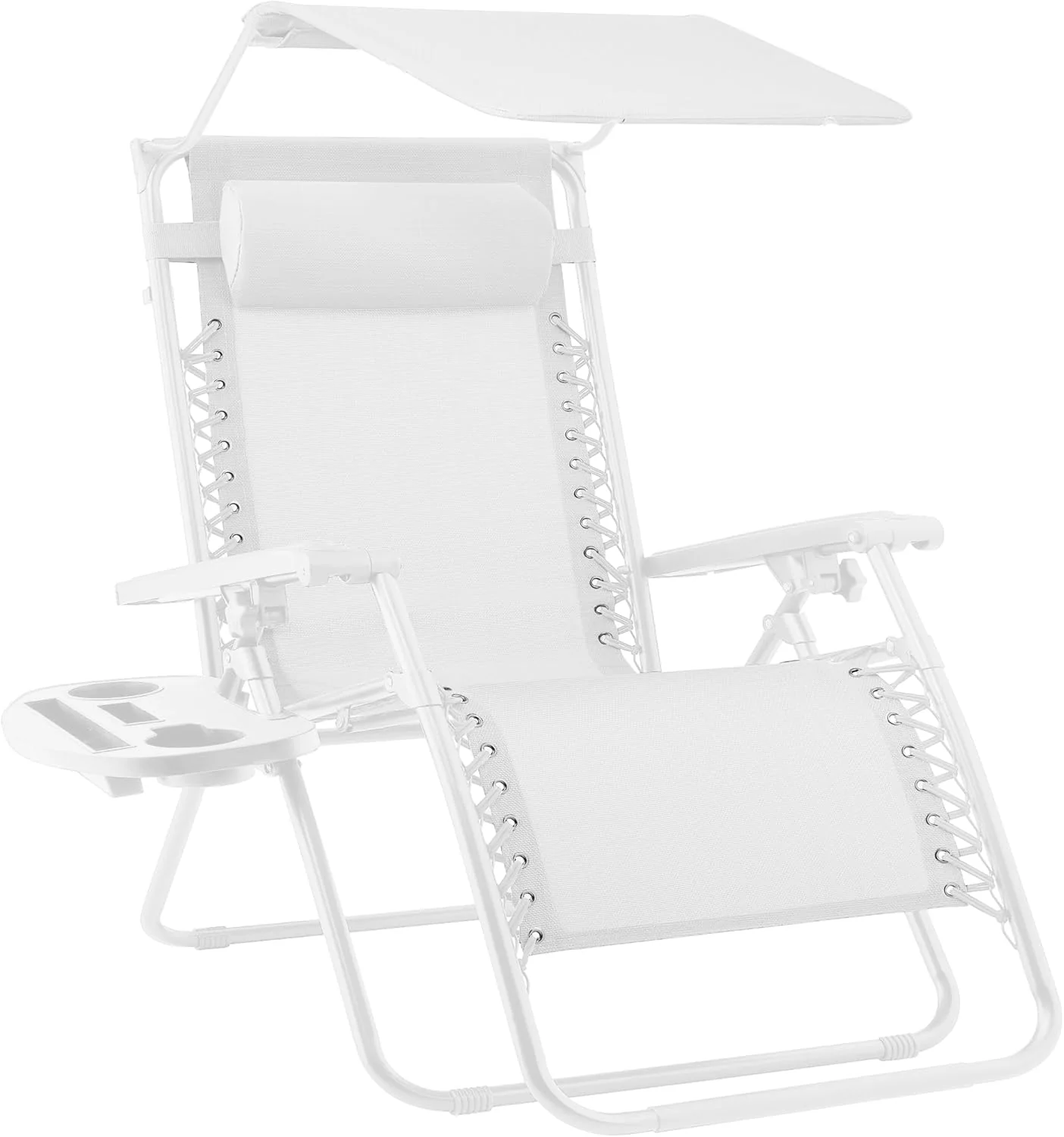 Best Choice Products – Silla Reclinable de Patio con Gravedad Cero, Ajustable y Plegable para Exteriores con Dosel, Almohada Cervical y Bandeja Lateral, Textileno – Azul Pavo Real