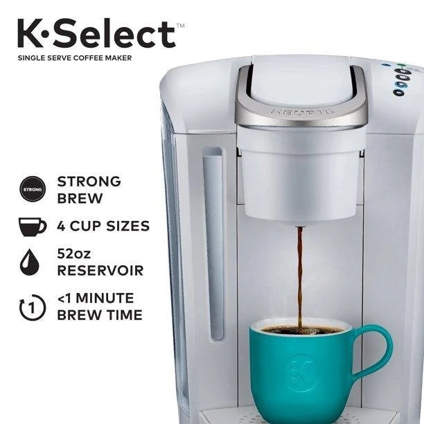 Keurig – K-Select Cafetera de una sola taza para cápsulas K-Cup – Blanco Mate