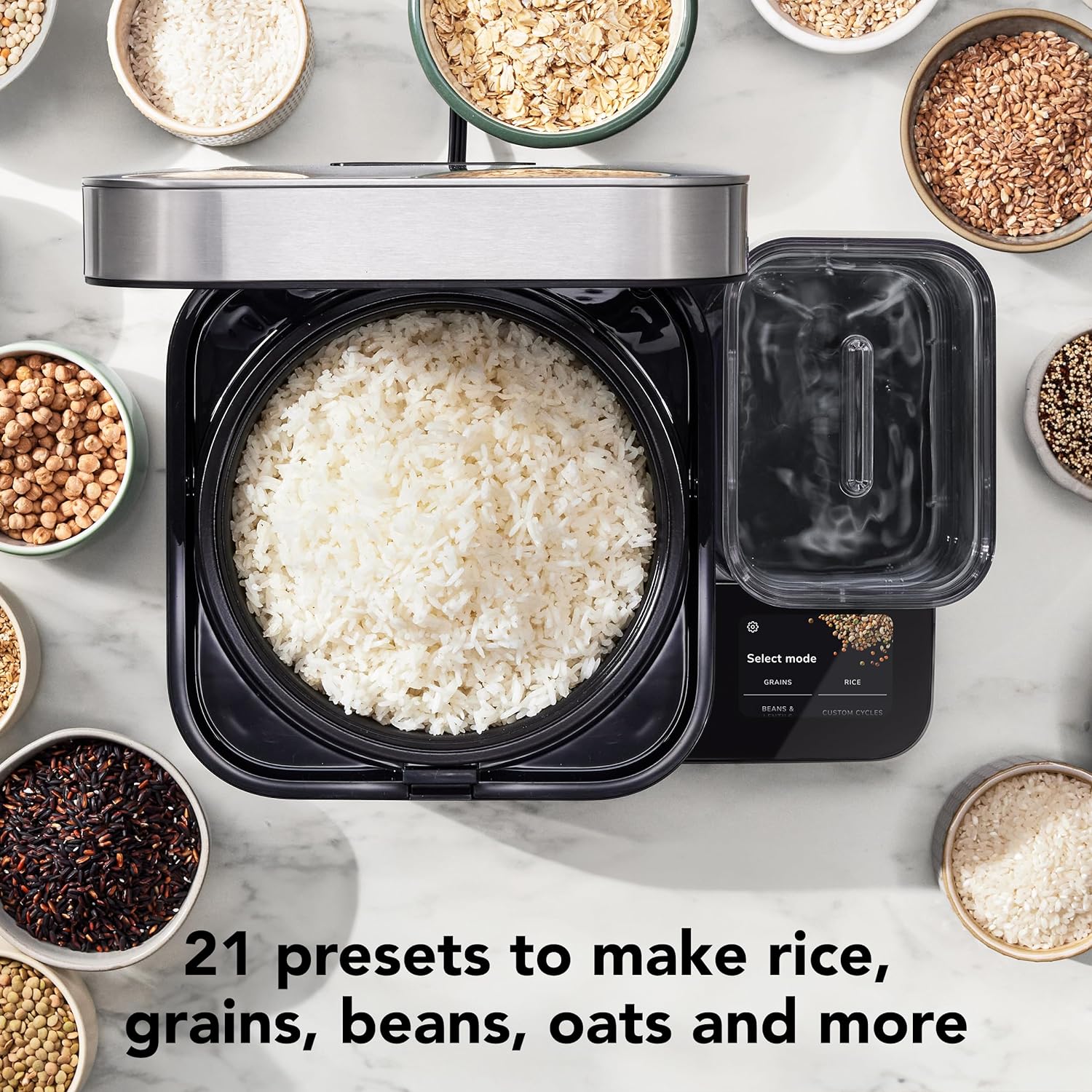 Cocinero de Granos y Arroz KitchenAid de 8 Tazas con Balanza Integrada y Cocción Programada, KGC3155BM