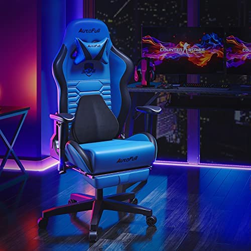 Silla de Oficina Gaming AutoFull con Soporte Lumbar Ergonómico, Estilo Racing, Cuero PU, Alta Respalda, Silla Giratoria Ajustable para PC