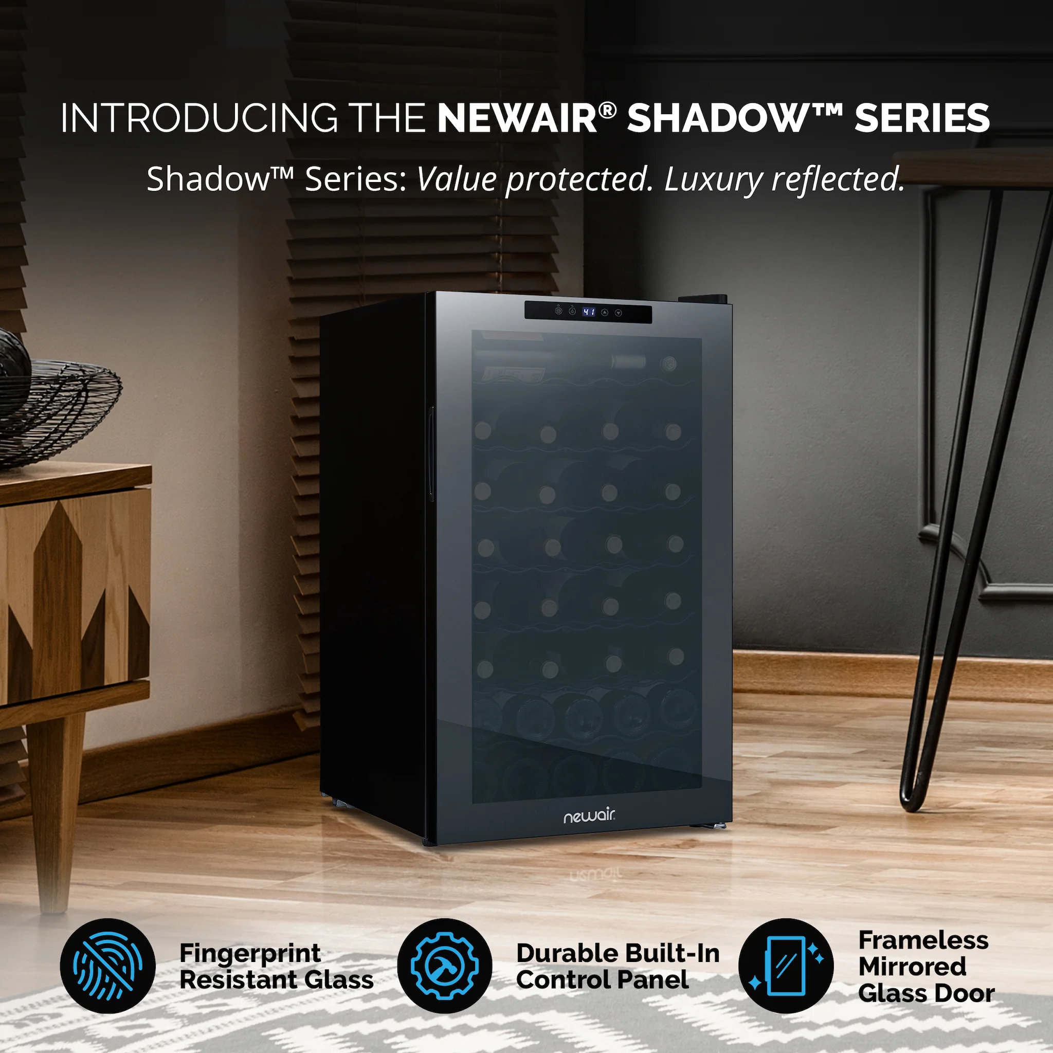 2025 Refrigerador de Vinos Independiente Newair – Negro (51 botellas)