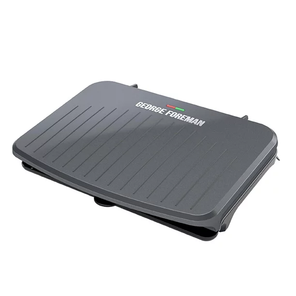 Parrilla Eléctrica de Interior George Foreman Clásica para 9 Porciones con Placas y Prensa para Paninis – Gris Metálico