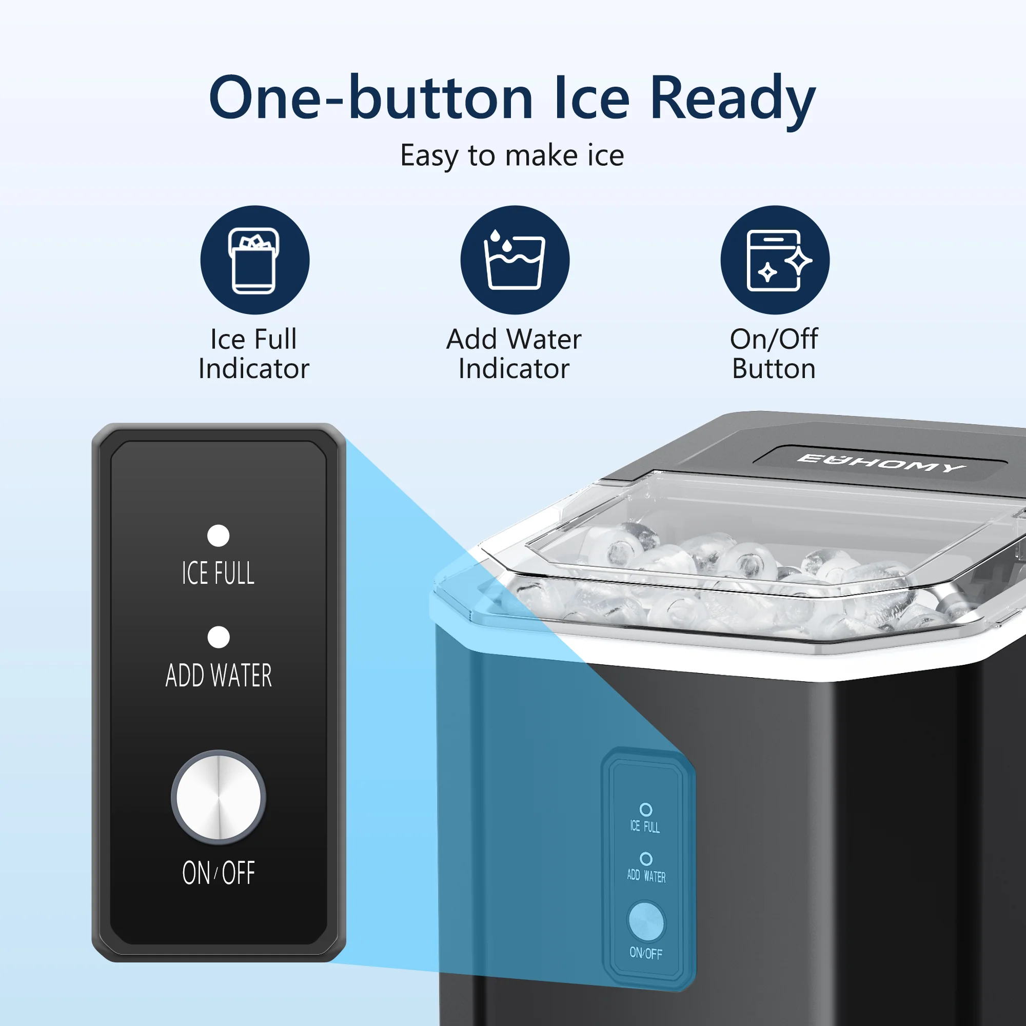 2025 Máquina de hielo de encimera EUHOMY – 12 kg/24 h, portabilidad incomparable