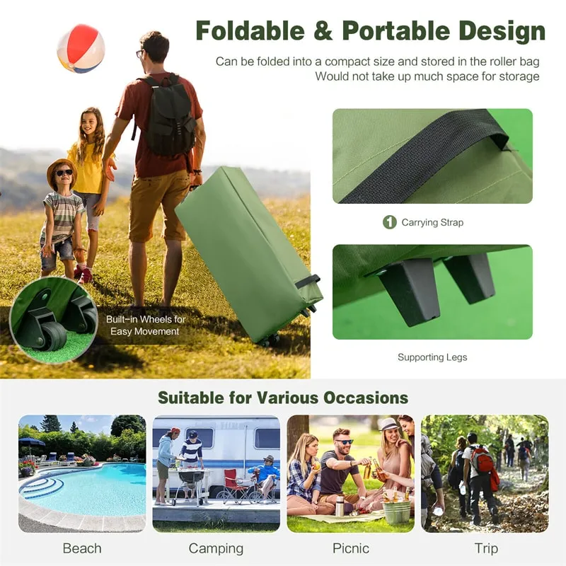 Tienda de Campaña 5 en 1 para 2 Personas con Cama Plegable, Colchón Inflable, Saco de Dormir y Parasol UV