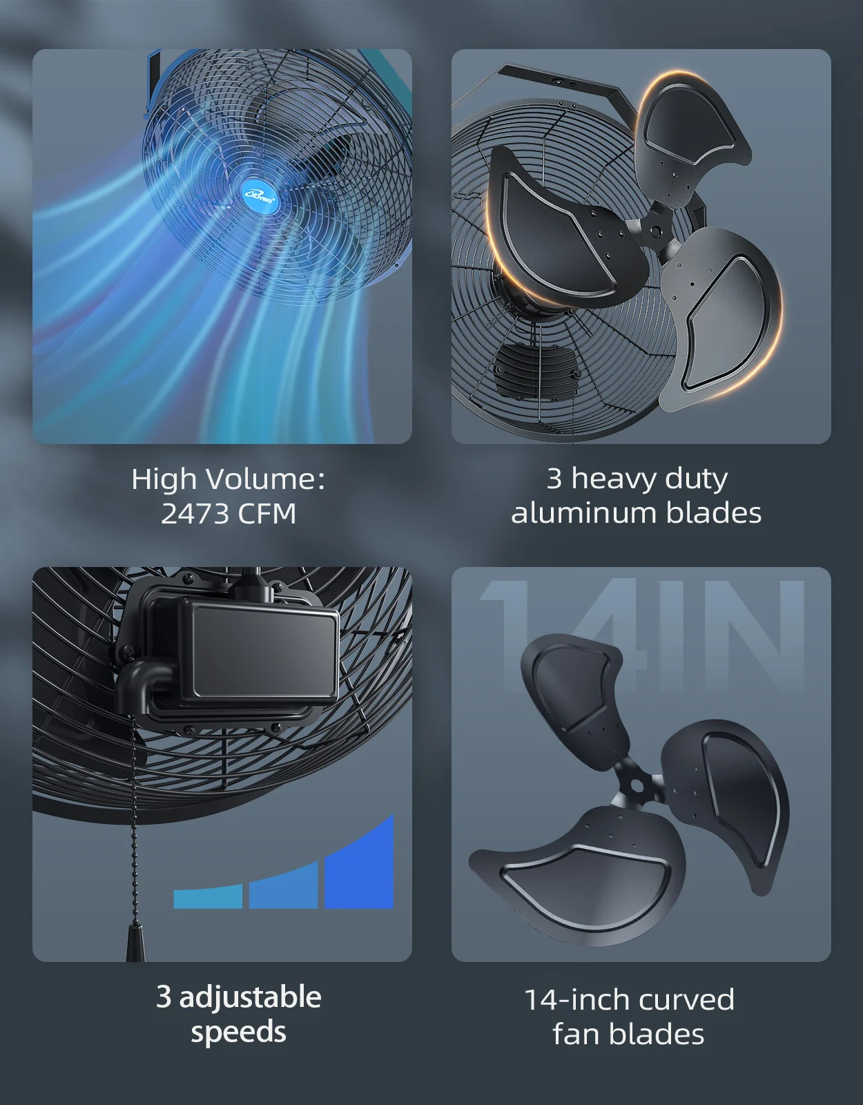 2025 Ventilador mural iLIVING de 14