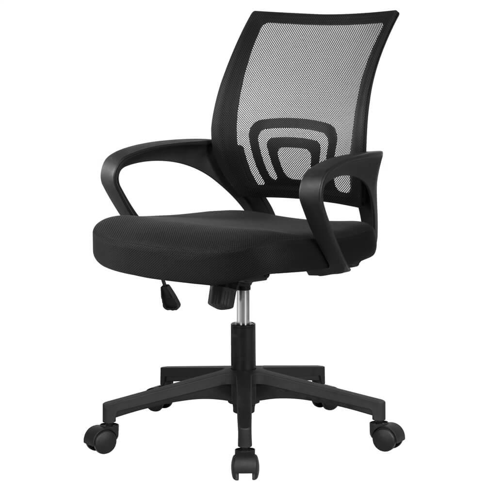 Silla de Oficina Yaheetech con Respaldo Medio – Silla Ergonómica de Malla con Altura Ajustable, Soporte Lumbar y Ruedas Giratorias 360°, Capacidad de Carga 125 kg