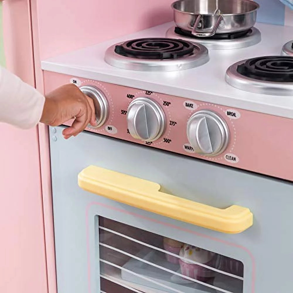 Cocina grande KidKraft de madera con perillas giratorias, puertas transparentes y teléfono de juguete, regalo para niños a partir de 3 años (42.30 x 17.60 x 43.00 pulgadas)