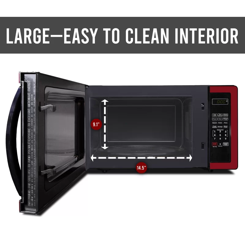 2025 Microondas de Encimera Farberware FMO11AHTBKN de 1,1 pies³ / 1000 Vatios – Rojo Metálico