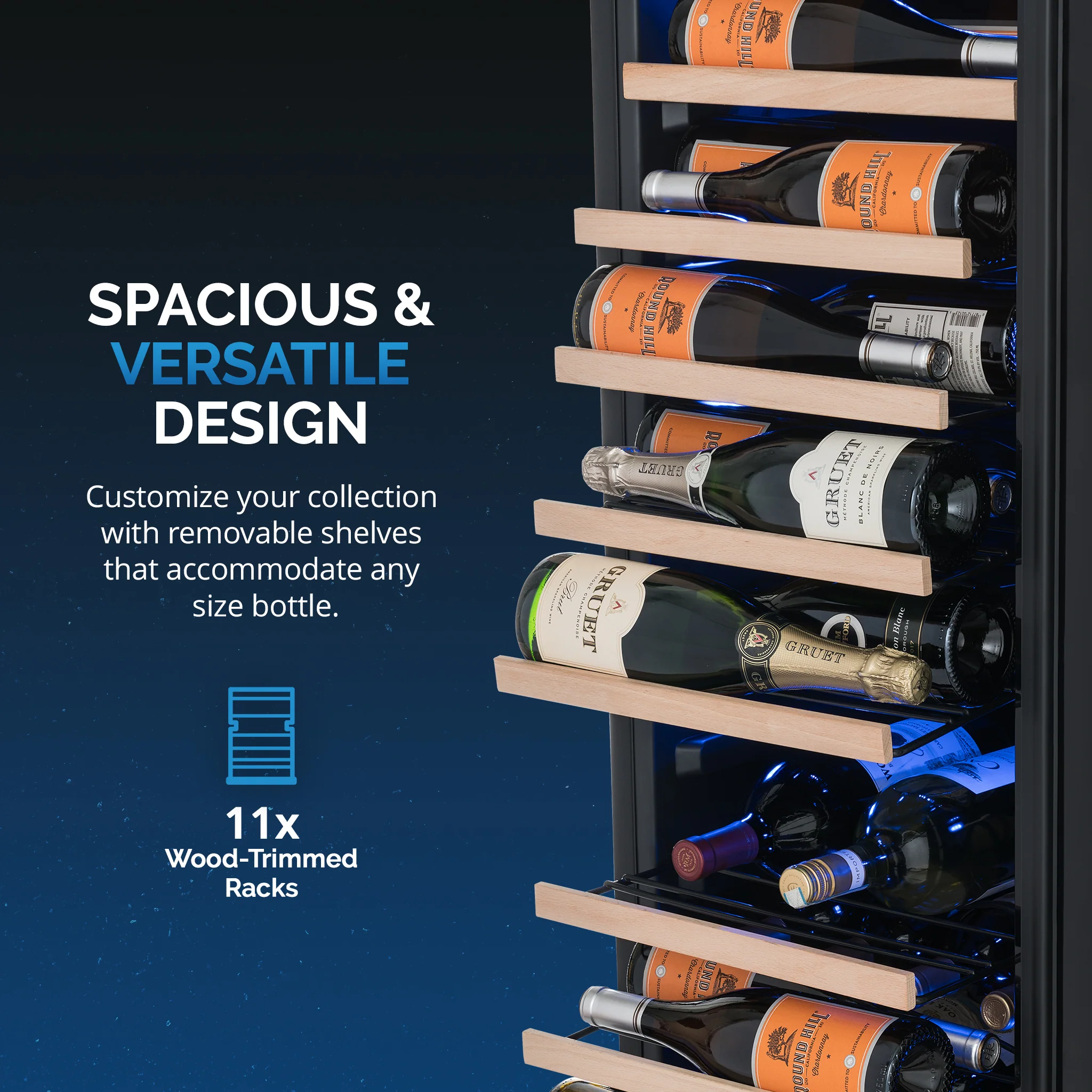 2025 Newair® Refrigerador de Vinos Independiente Negro – 62 Botellas – 16,9