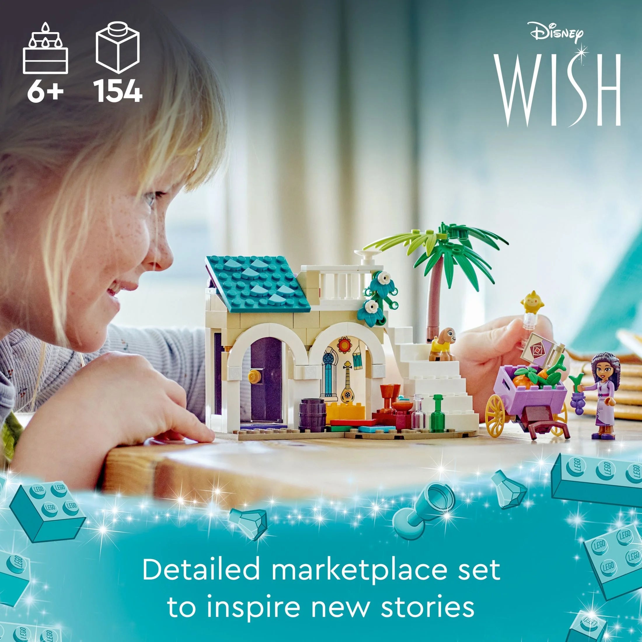 LEGO Disney Wish: Asha en la Ciudad de Rosas 43223 Set de Construcción, Un Modelo Construible de la Película de Disney para Inspirar Aventuras y Juego Creativo, Un Divertido Regalo para Niños y Fans a Partir de 6 Años