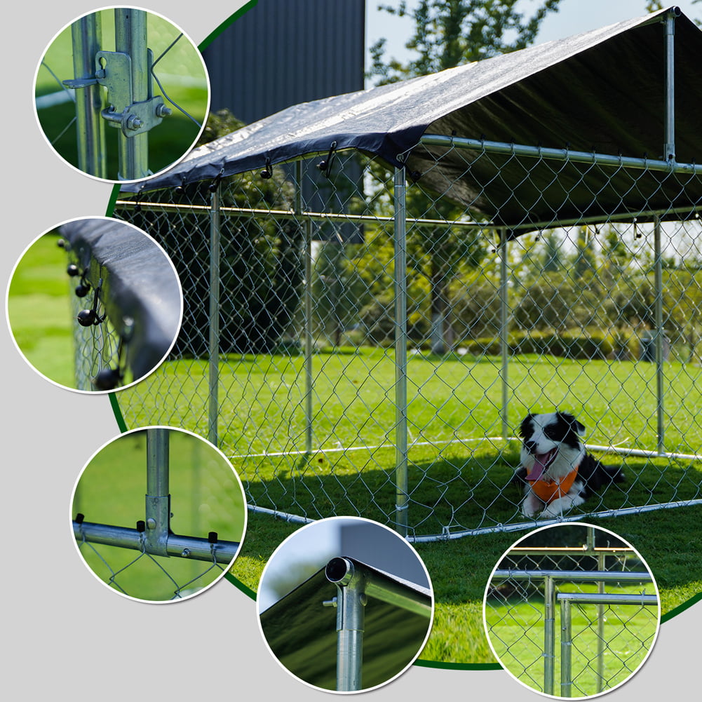 2025 Kennel Exterior para Perros Petony – Jaula, Cercado y Parque para Perros con Malla Galvanizada de Alta Resistencia y Techo Resistente al Agua y Rayos UV