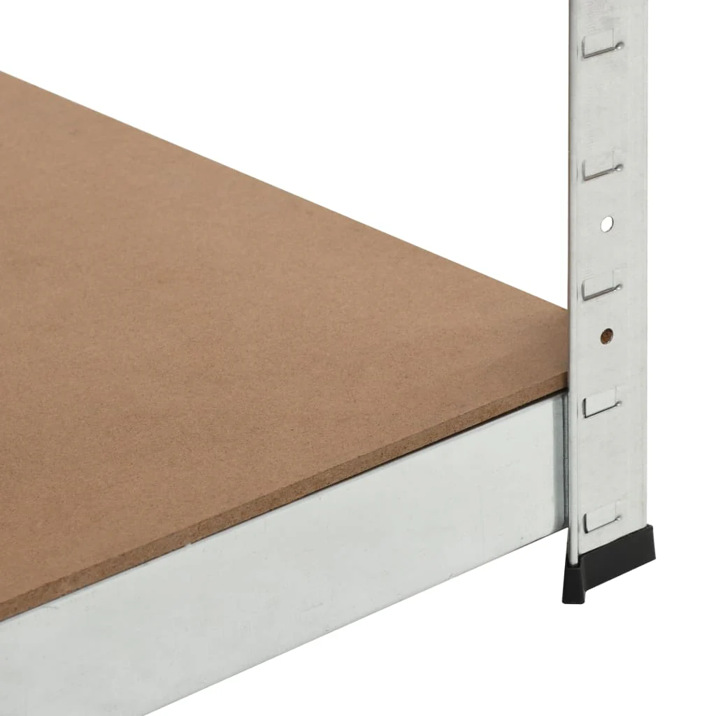 2025 Estantería Esquinera de 5 Niveles – Acero Plateado y Tablero Derivado de Madera