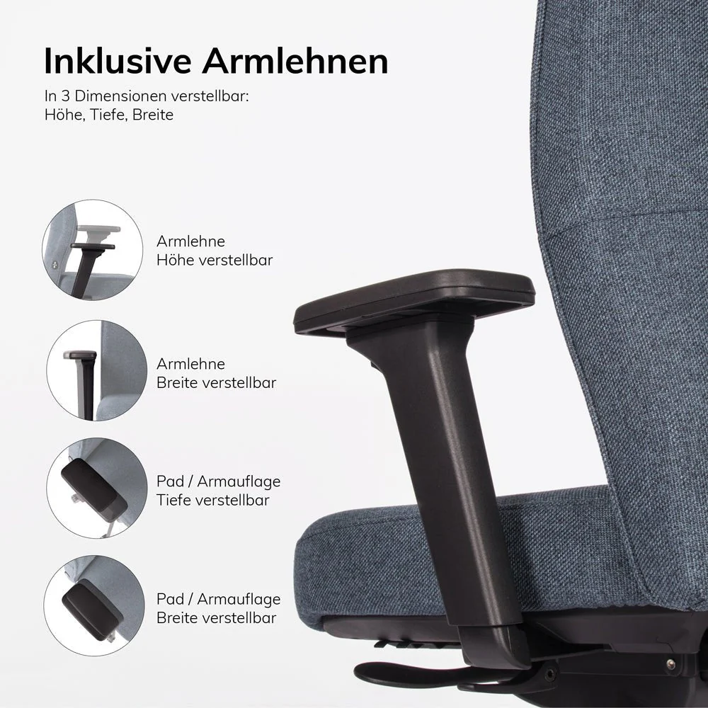 2025 Silla de Oficina Ergonómica lento Genesis | Reposabrazos | Asiento Deslizante | Soporte Lumbar | Tapizado de Lana