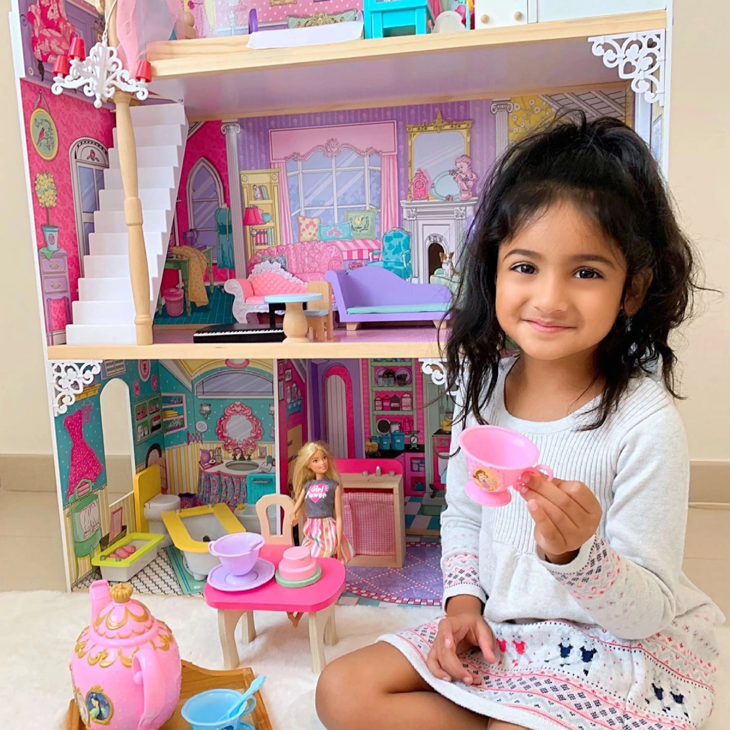 Casa de Muñecas de Madera KidKraft Annabelle con Ascensor y 17 Accesorios