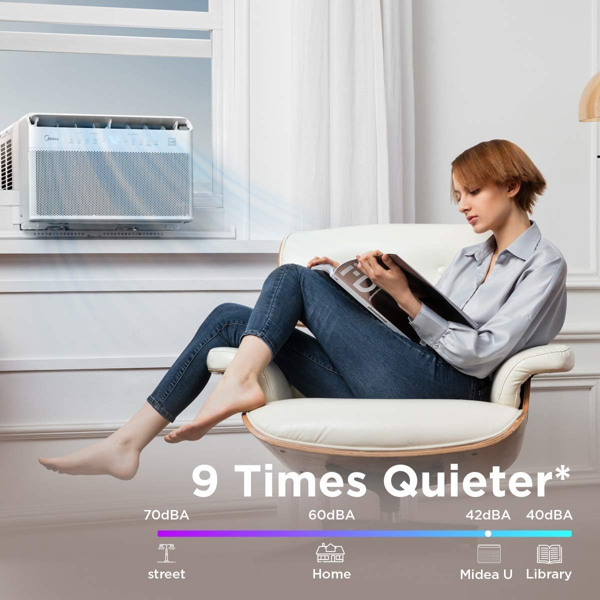 Aire Acondicionado de Ventana con Inversor en Forma de U Midea, 12,000 BTU, con Flexibilidad de Ventana Abierta, Instalación Robusta, Extremadamente Silencioso, Ahorro de Energía del 35%, Control Inteligente, Compatible con Alexa, Control Remoto, Sop