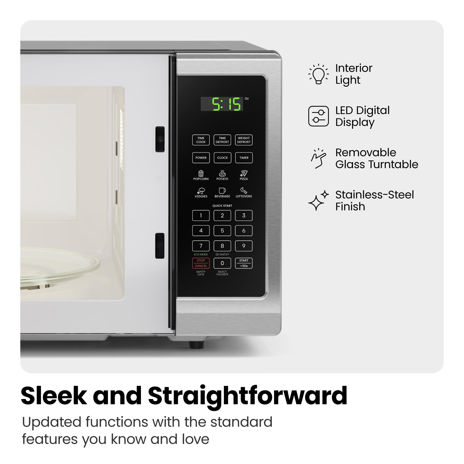 2025 Microondas de Encimera Chefman Essentials de Acero Inoxidable