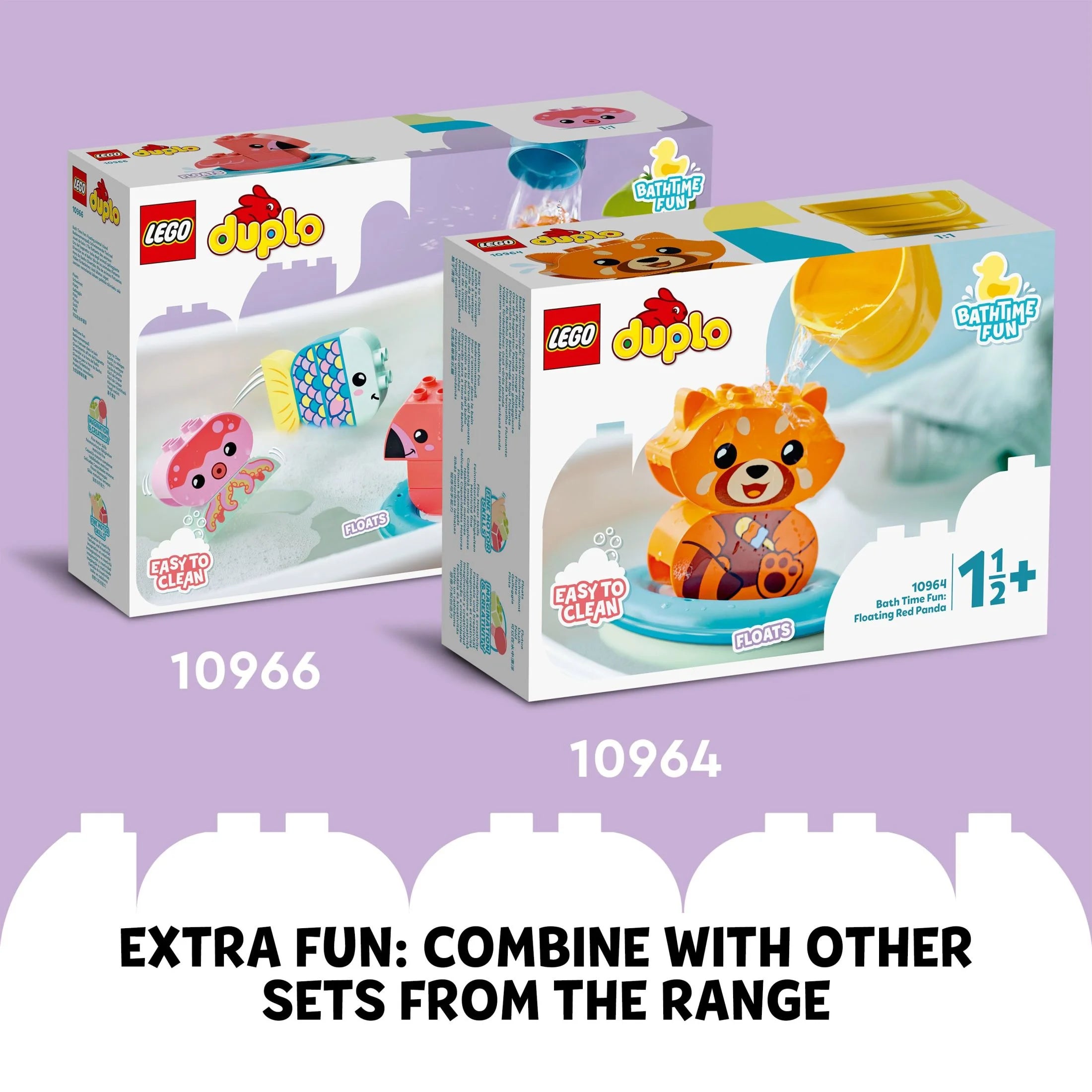 LEGO DUPLO 10965 – Diversión en la hora del baño, Tren de Animales Flotante, Juguete Acuático para Bebés y Niños Pequeños de 1,5 a 3 Años con Pato, Hipopótamo y Oso Polar, Fácil de Limpiar, Excelente Juguete Flotante para la Tina