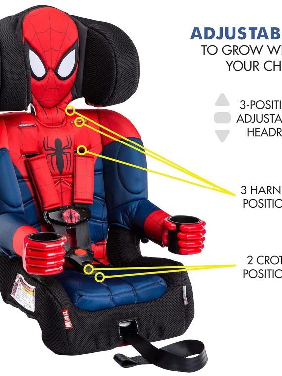 2025 Asiento Elevador KidsEmbrace Marvel Spider-Man 2 en 1 con Vista hacia Adelante y Sistema LATCH | Arnés de 5 Puntos 22-65 lbs, Convertible a Elevador con Cinturón 40-100 lbs | Ajustable