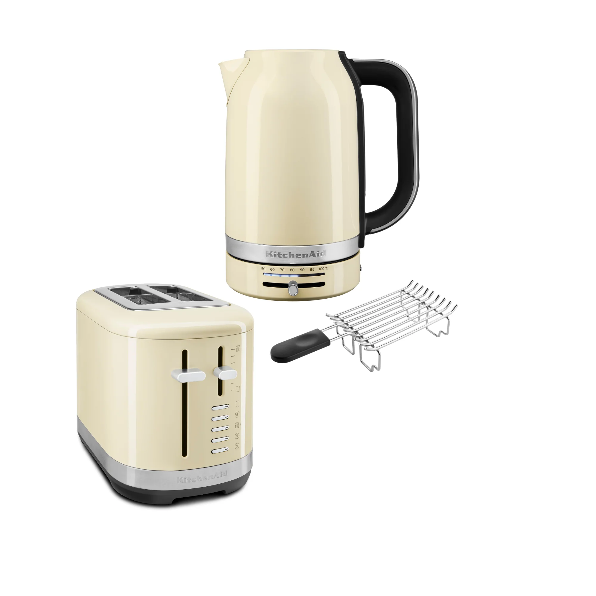 2025 Set de desayuno KitchenAid con hervidor 5KEK1701, tostadora de 2 ranuras 5KMT2109 y calentador de pan
