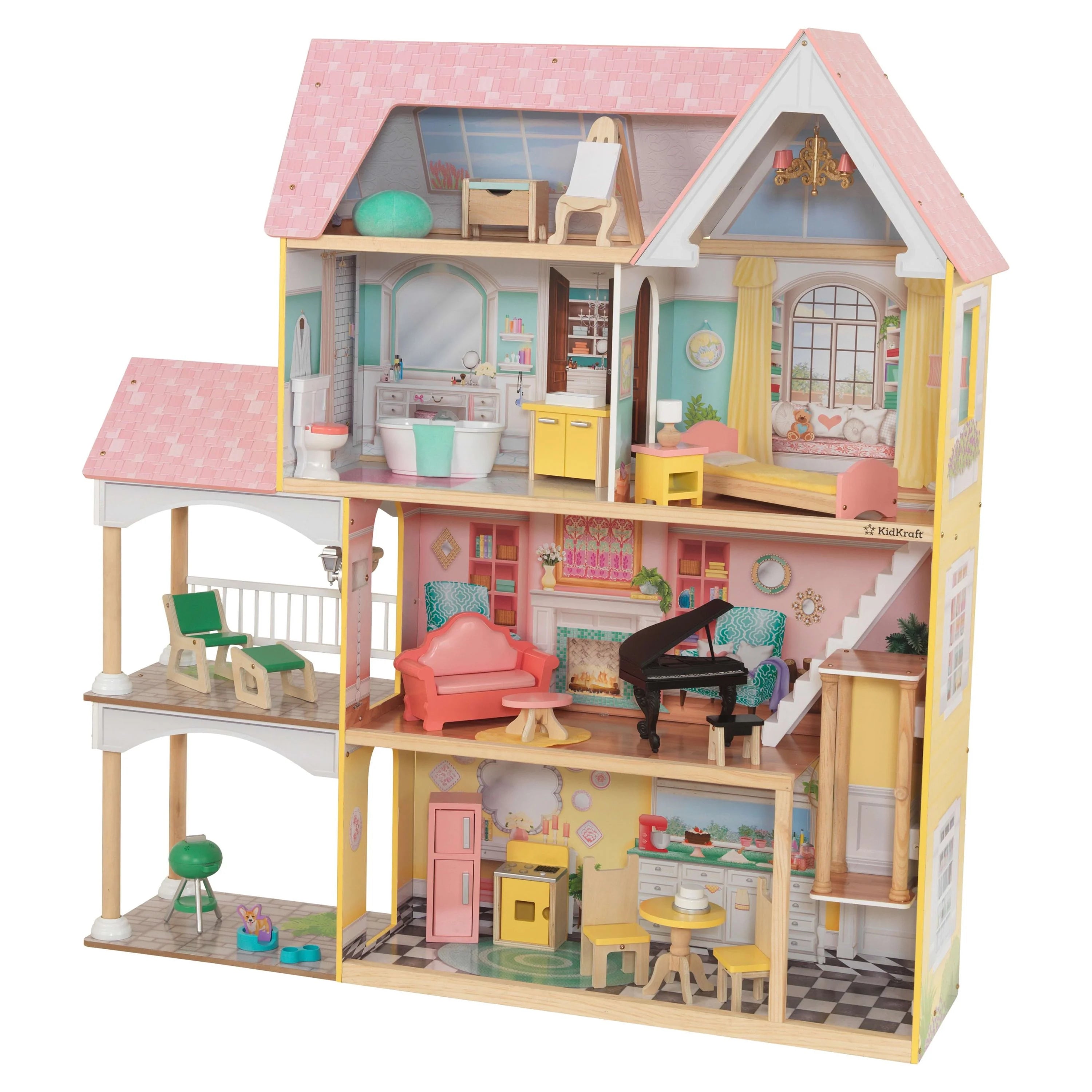 Casa de Muñecas de Madera KidKraft Lola Mansion con 30 Accesorios, Para Niños de 4 Años en Adelante
