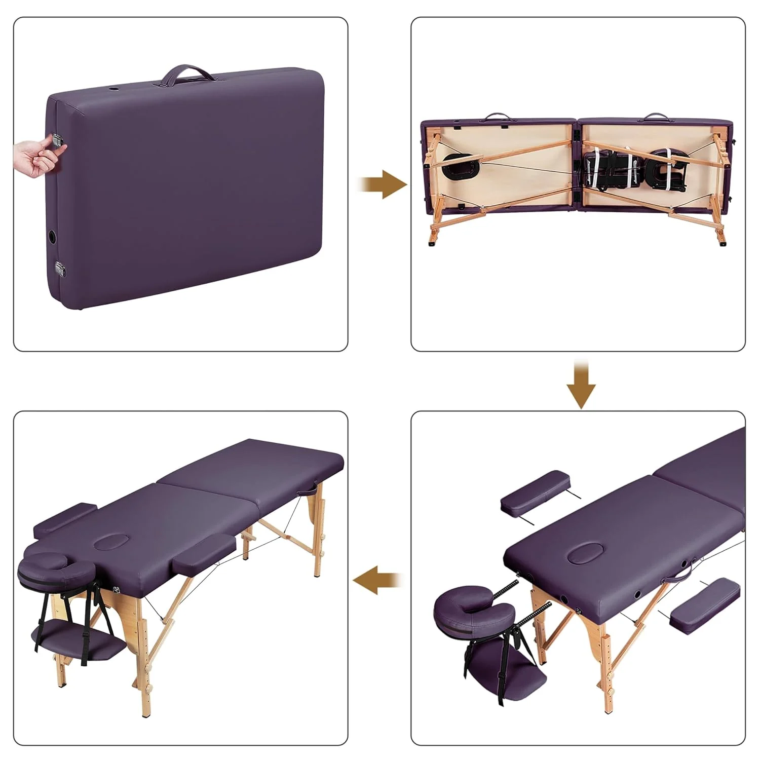 Mesa de Masajes Yaheetech – Mesa Plegable Portátil para Tratamientos, Pestañas, Spa – Mesa de Masaje Ajustable en 2 Secciones con Bolsa No Tejida, 24 pulgadas, Negra