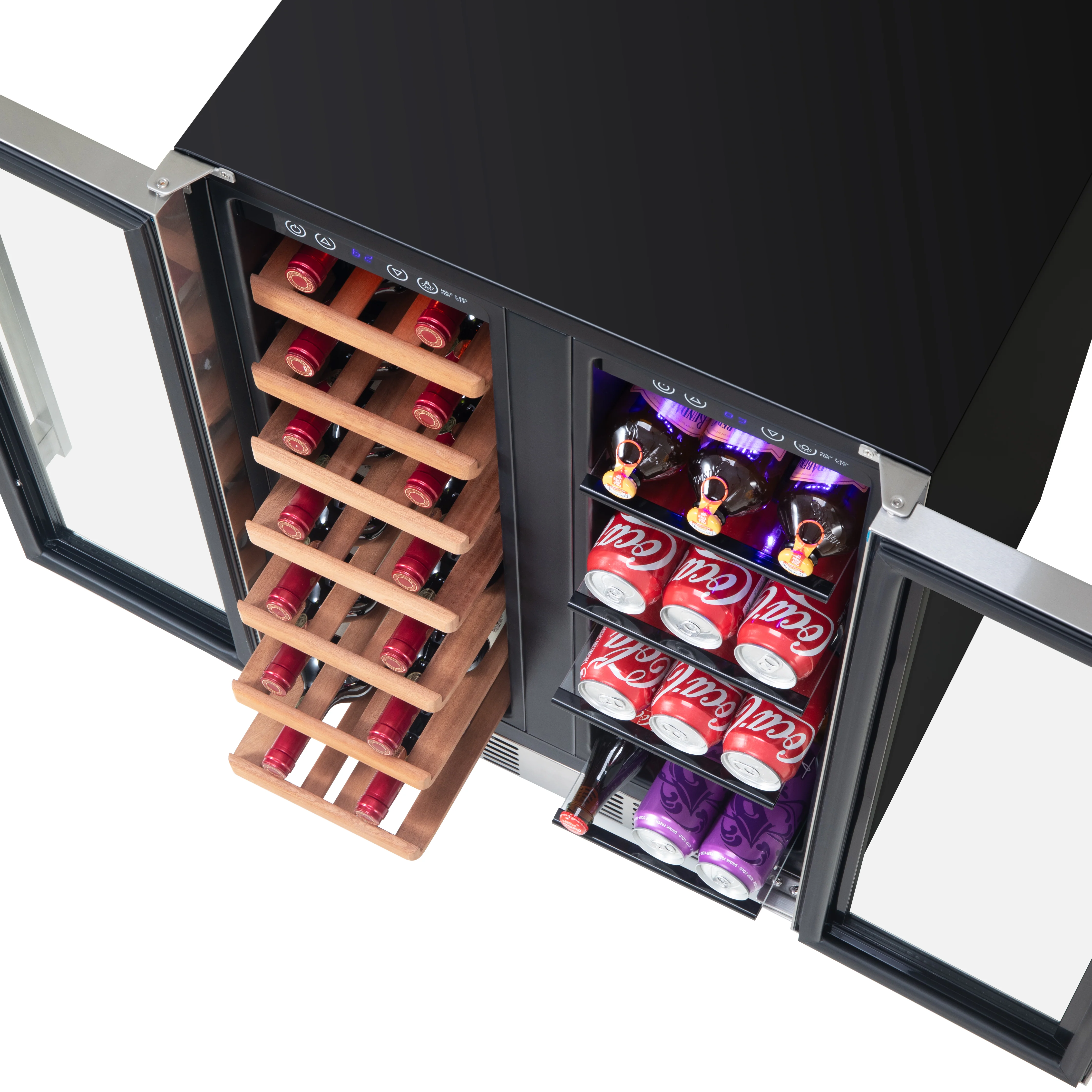2025 Refrigerador para Vinos y Bebidas Newair – Doble Zona con Puertas Francesas (24 pulgadas)