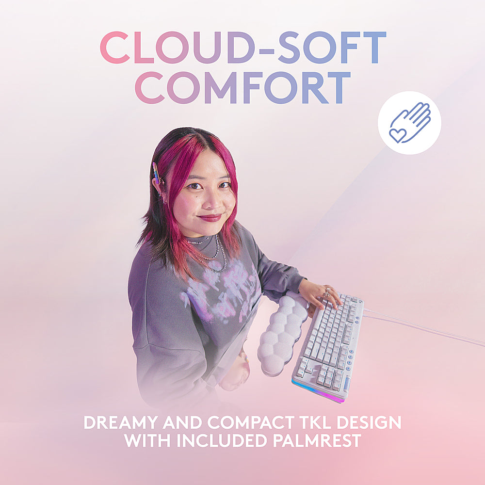 Logitech – Teclado Gaming Mecánico Cableado TKL G713 Aurora Collection con Interruptores Lineales para PC/Mac, con Reposa Palmas Incluido – Blanco Niebla