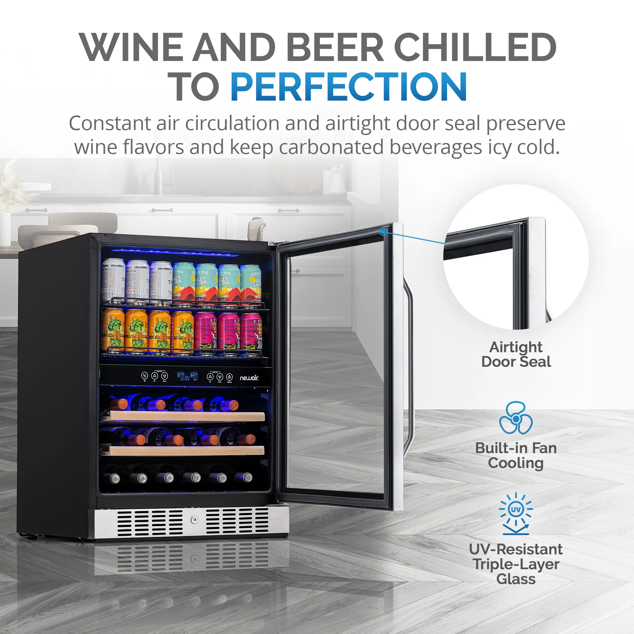2025 Newair® Refrigerador Empotrable de Doble Zona para 70 Latas y 20 Botellas - 24