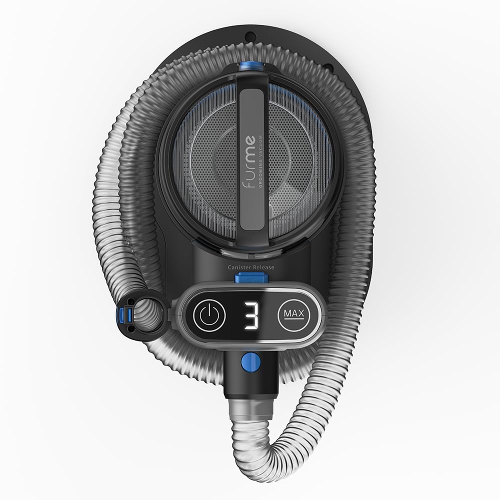 2025 Kit de Aspiradora para Acicalado Profesional Plus FurMe - 5 Herramientas para Mascotas con Contenedor de 2L