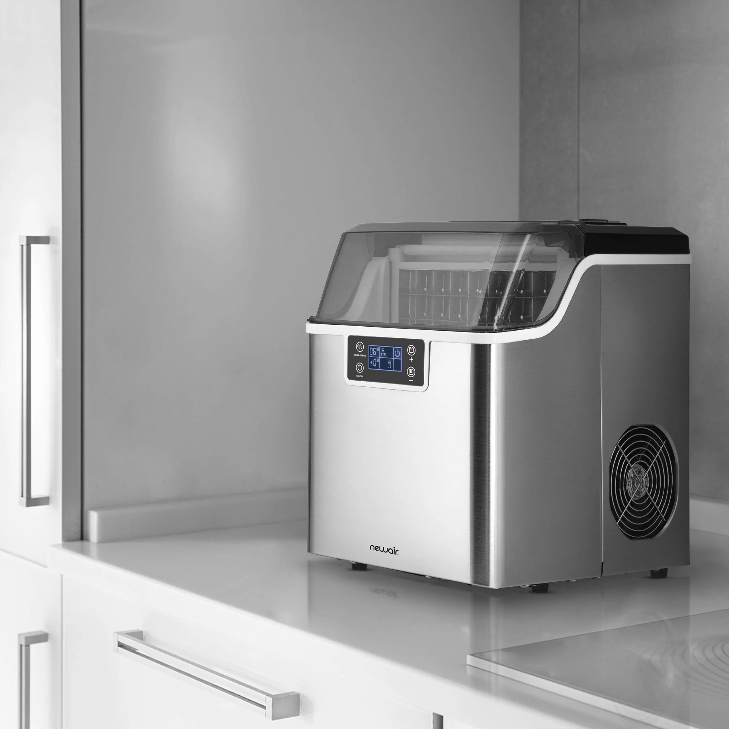 2025 Máquina de Hielo de Encimera Newair® – Cubos de Hielo Transparentes, Acero Inoxidable