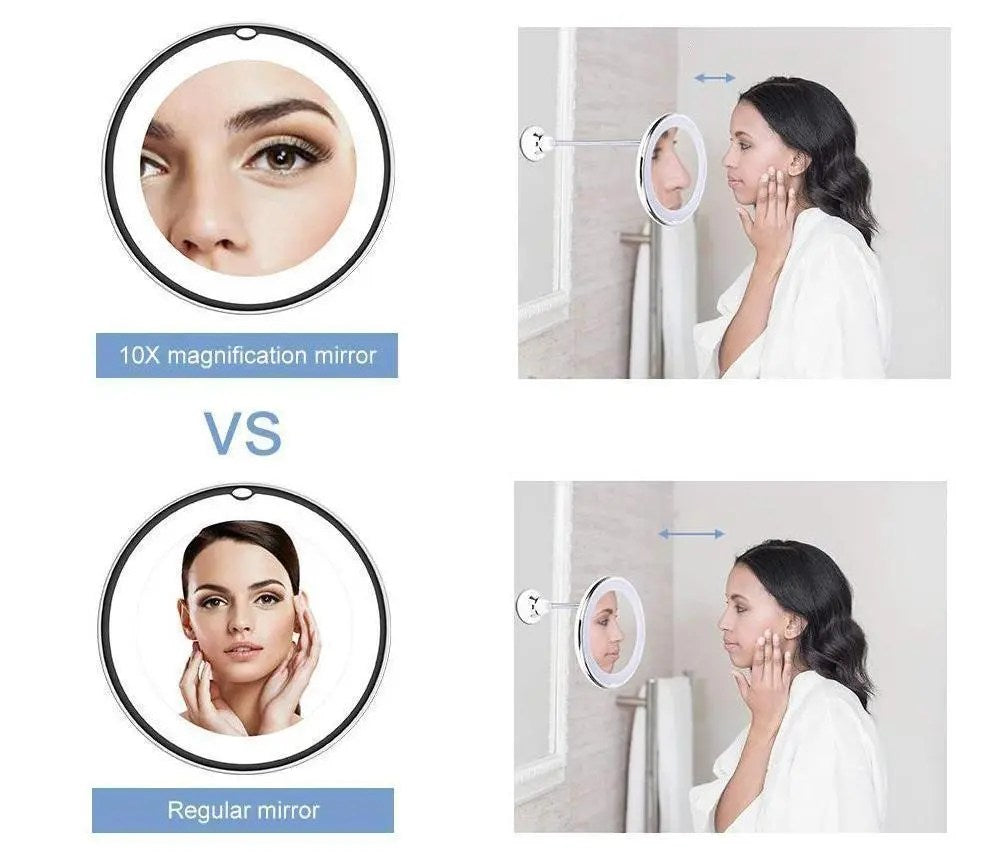 Espejo de Maquillaje Iluminado con Aumento 10X LED para Tocador