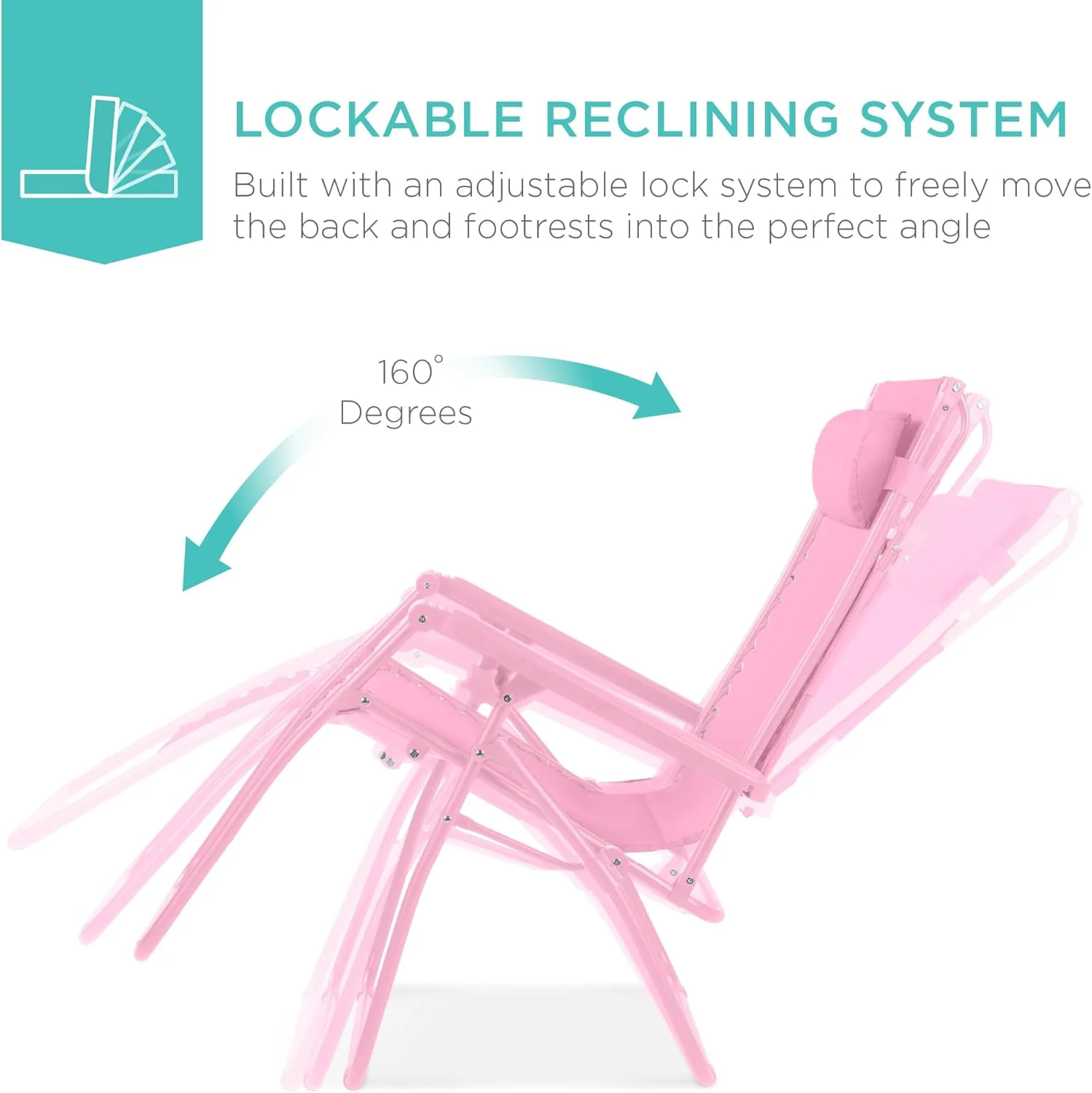 Best Choice Products – Silla Reclinable de Patio con Gravedad Cero, Ajustable y Plegable para Exteriores con Dosel, Almohada Cervical y Bandeja Lateral, Textileno – Azul Pavo Real