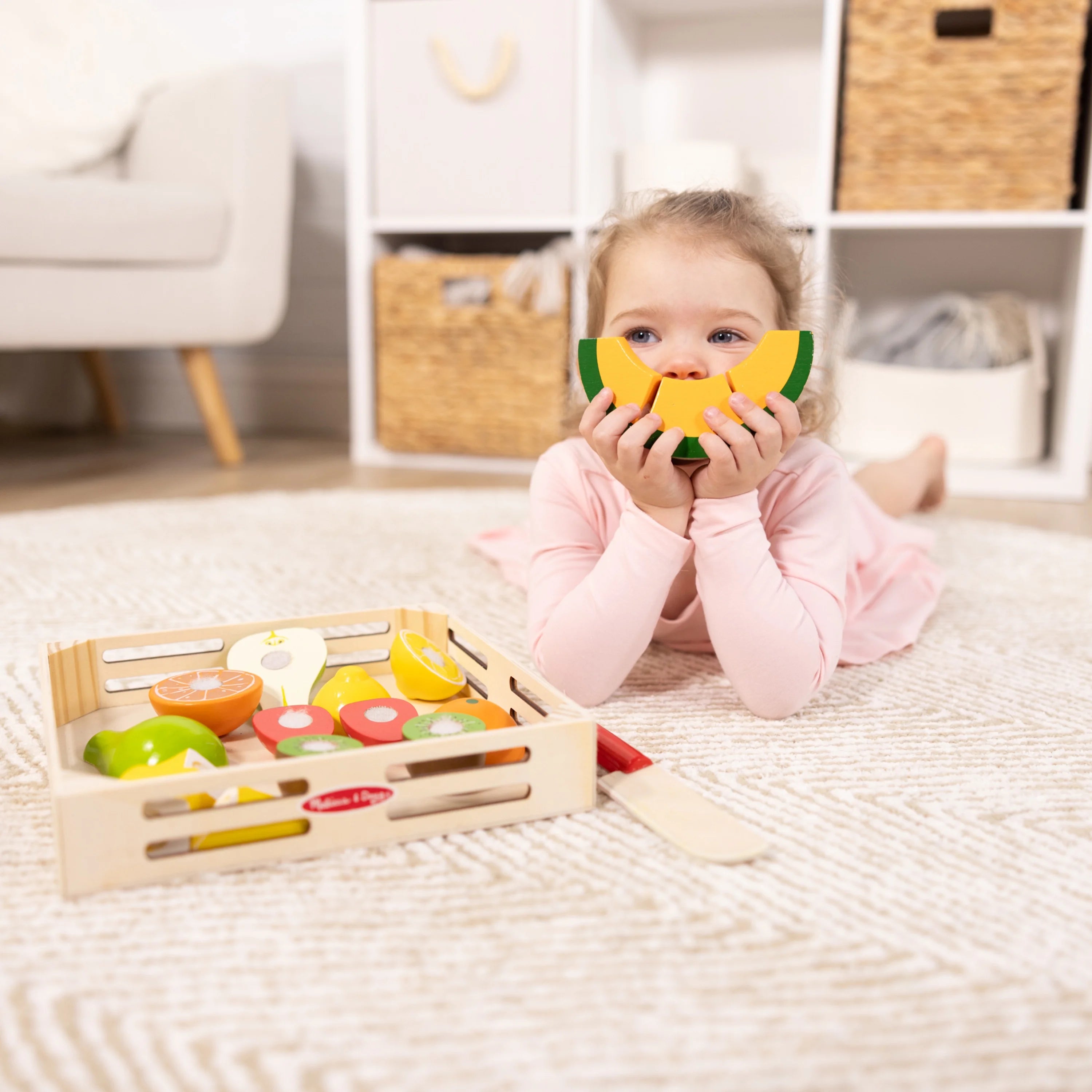 Melissa & Doug Set de Cortar Frutas – Accesorio de Cocina de Juguete de Madera, Multicolor