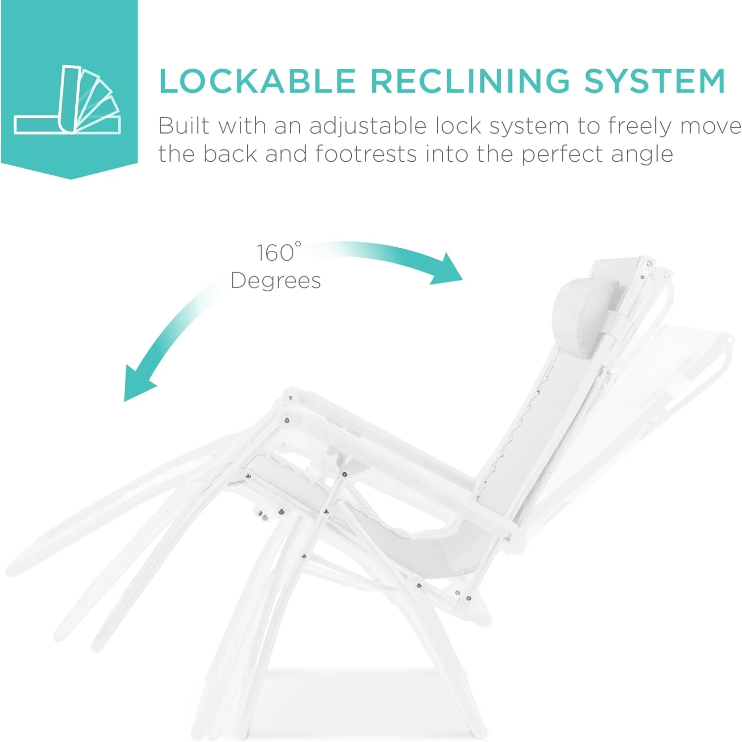 Best Choice Products – Silla Reclinable de Patio con Gravedad Cero, Ajustable y Plegable para Exteriores con Dosel, Almohada Cervical y Bandeja Lateral, Textileno – Azul Pavo Real