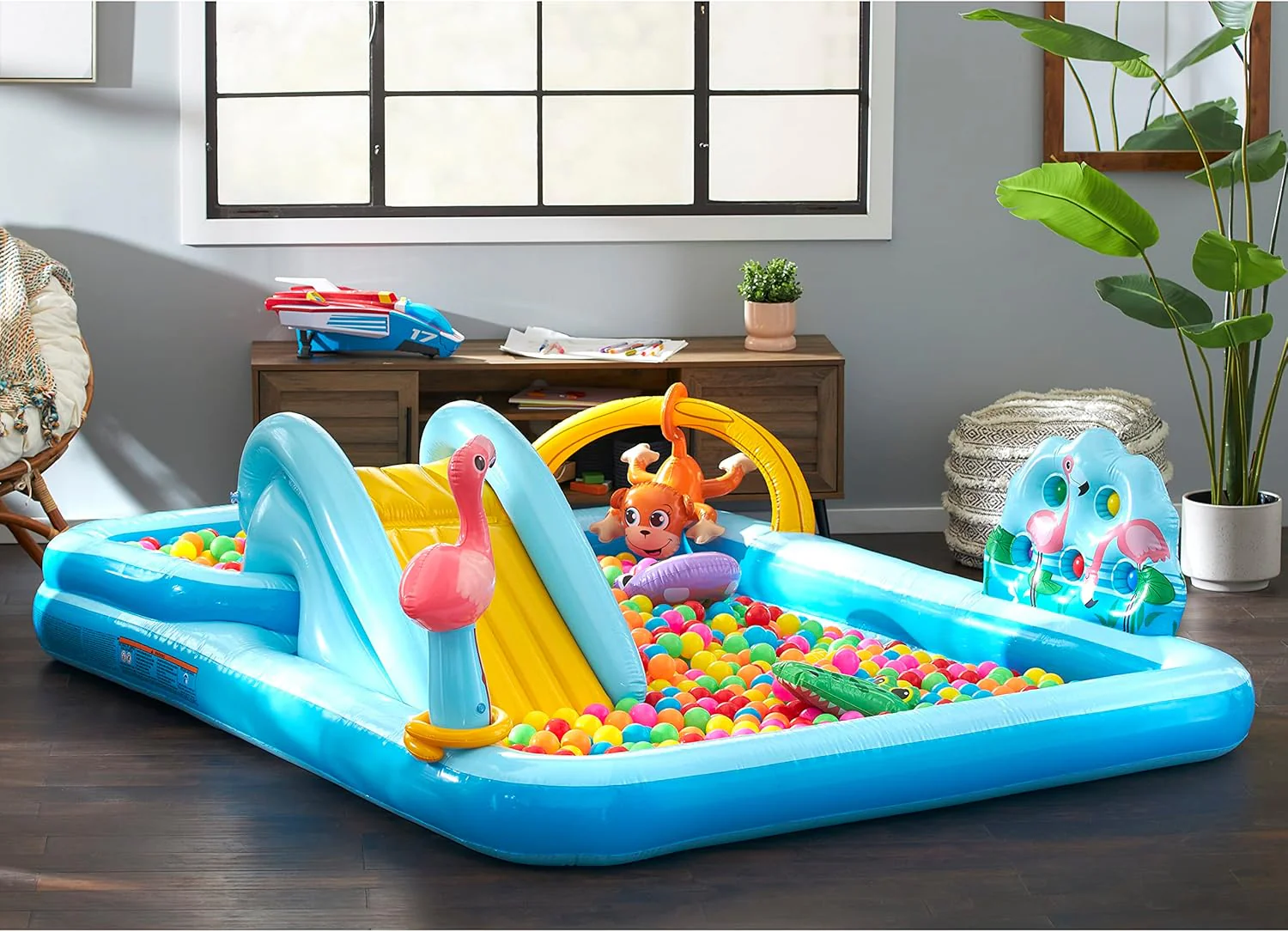 Intex Área de Juego Inflable Jungle Adventure – Piscina con Tobogán y Juegos de Agua para Niños