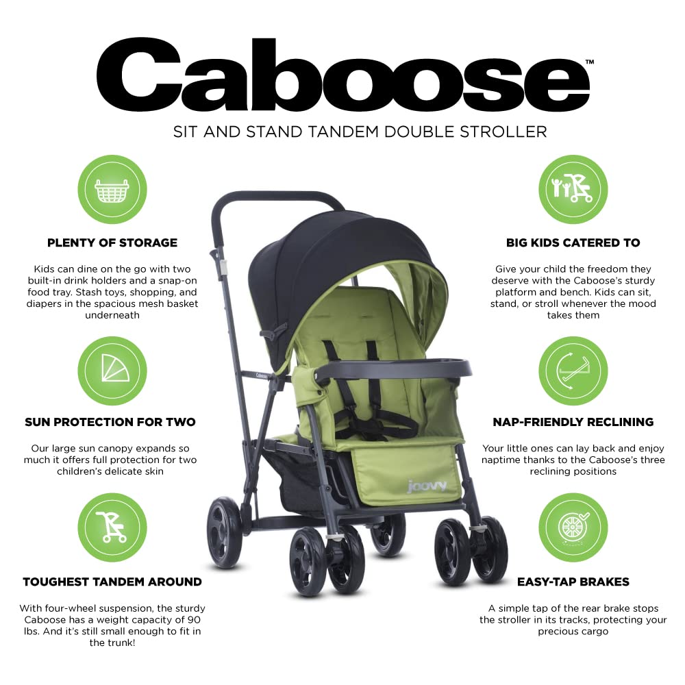 2025 Silla de Paseo Joovy Caboose Graphite Appletree – Cochecito Doble Compacto y Versátil
