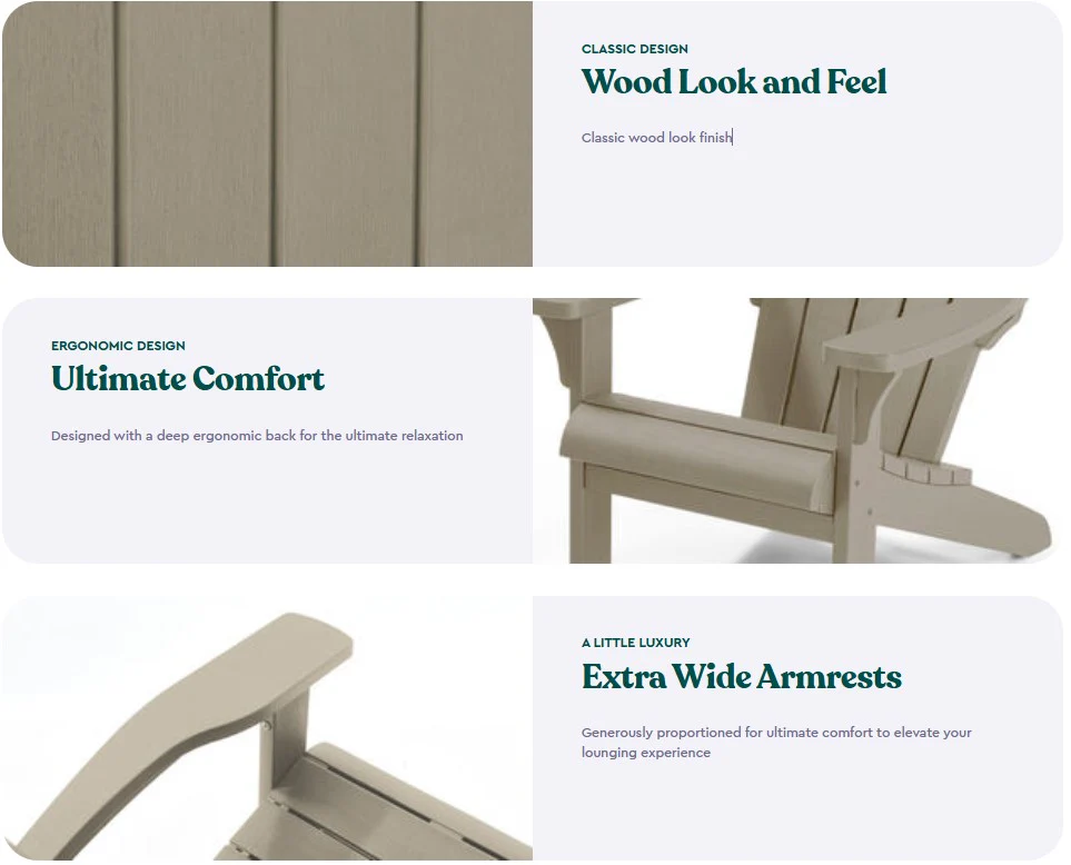 2025 Disfruta del encanto de la madera sin las complicaciones del mantenimiento con la silla Adirondack Keter Alpine en su moderno tono Silver Sage