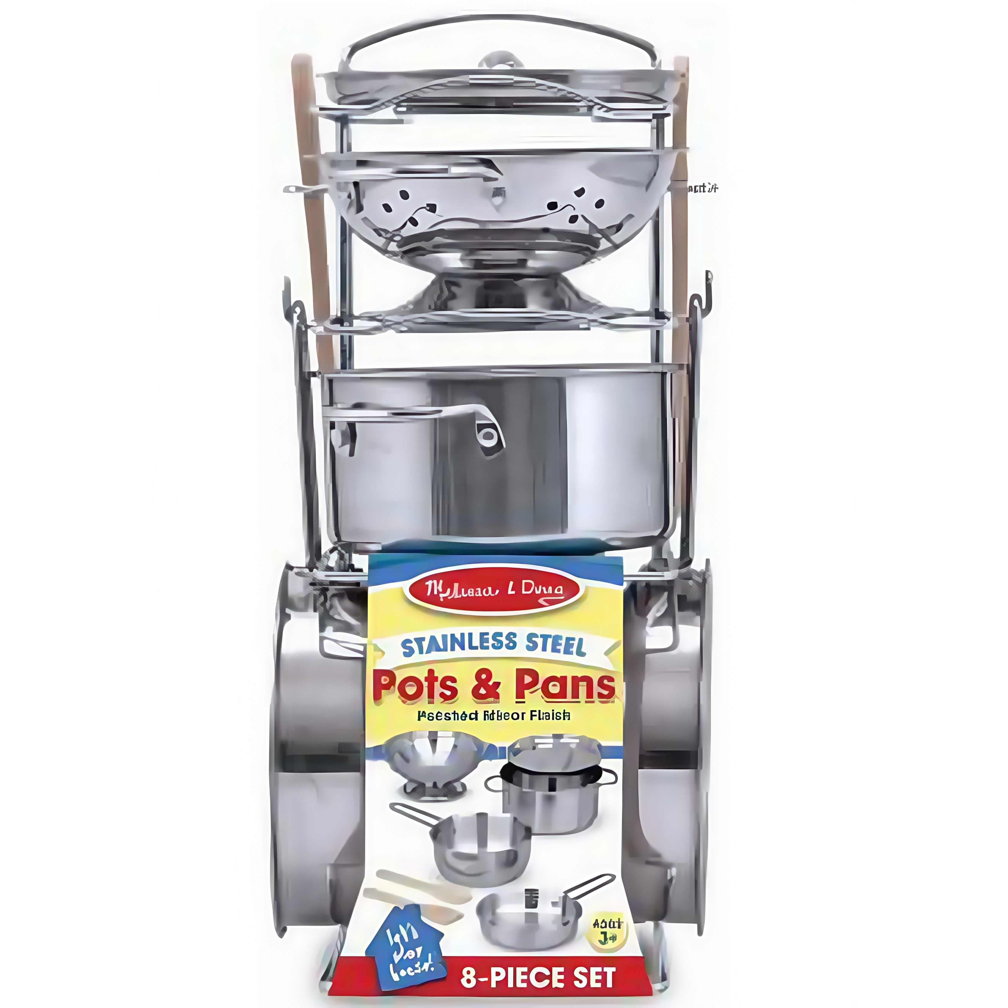 Melissa & Doug 4265 Set de Juego de Utensilios de Cocina para Niños, Acero Inoxidable – Cantidad 6