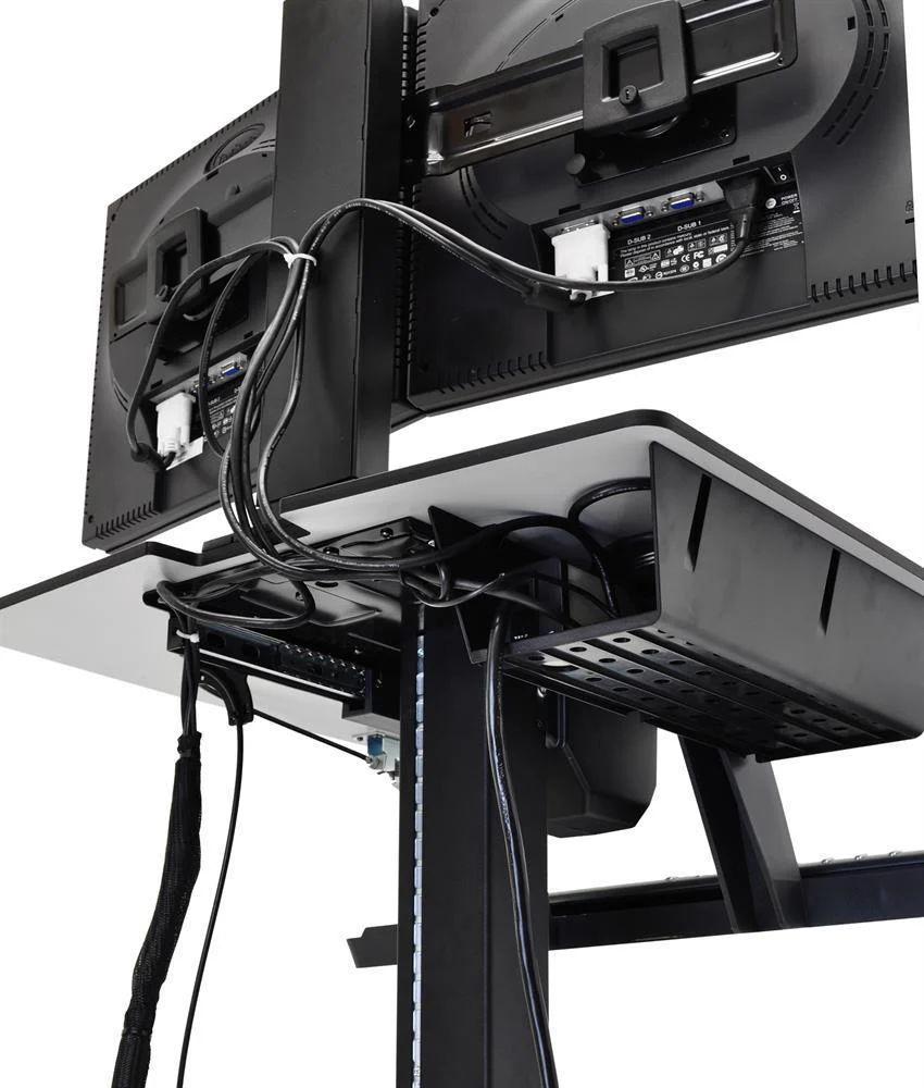 Ergotron WorkFit-C, Estación de Trabajo Móvil de Pie o Sentado para Dos Pantallas